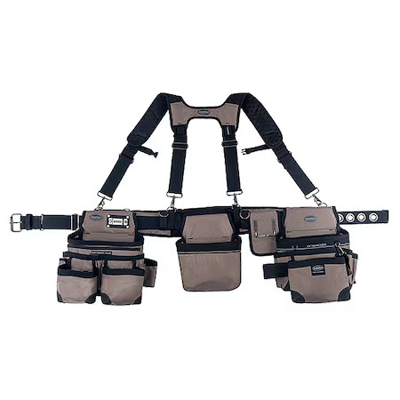 Bucket Boss 55185-Tn Tool Belt, Framers Rig, 3 Bag, Tan And Black, Tan And