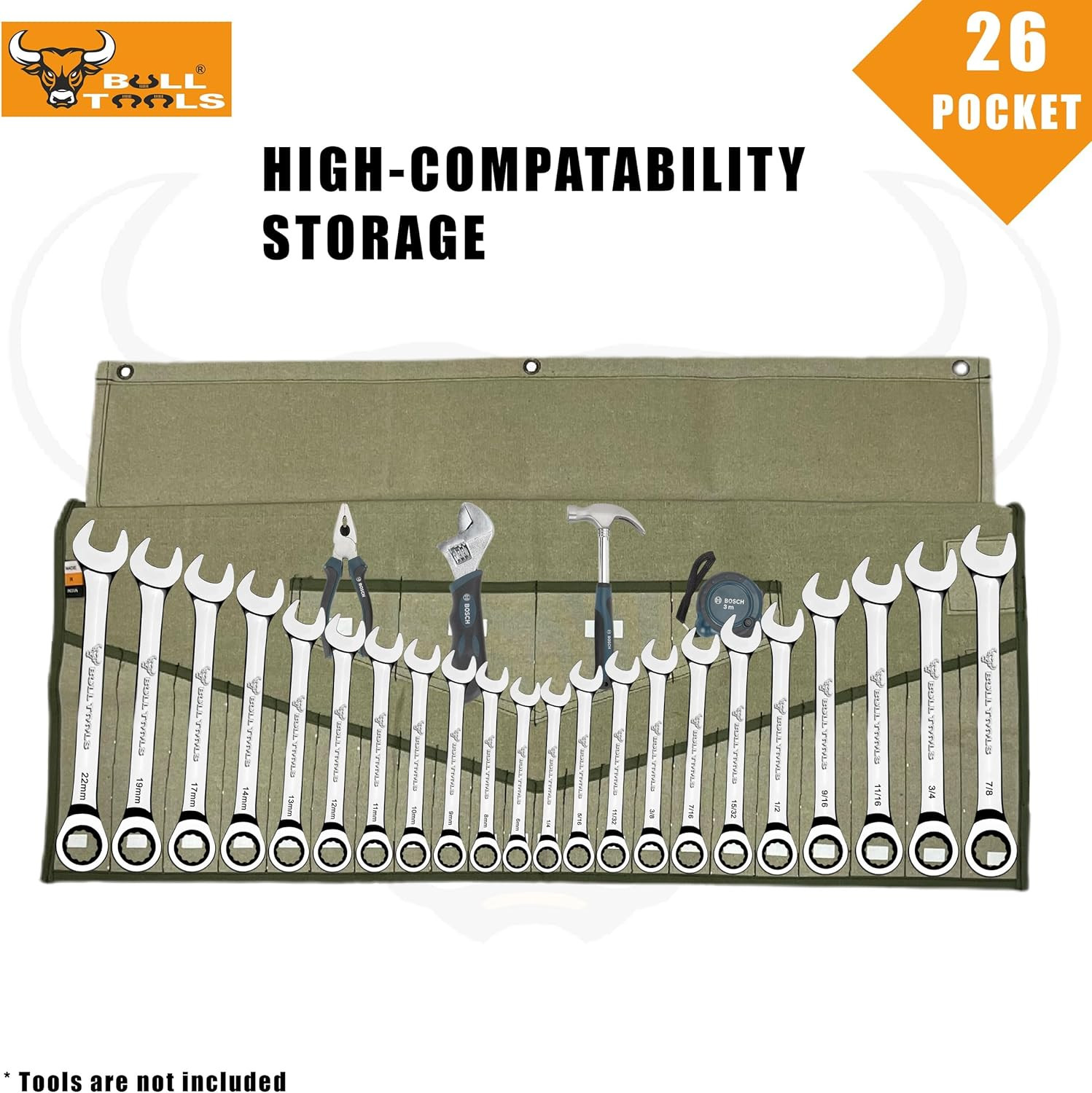 Wrench Roll Organizer Metric & SAE Roll up Tool Pouch Bag Handmade, Heavy Weight