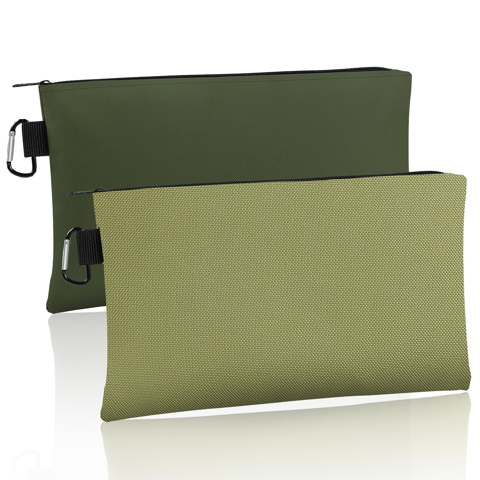 2Pack Waterproof Tool Pouch Zipper Bag 12″ x 7″ Heavy Duty Storage with Carabine