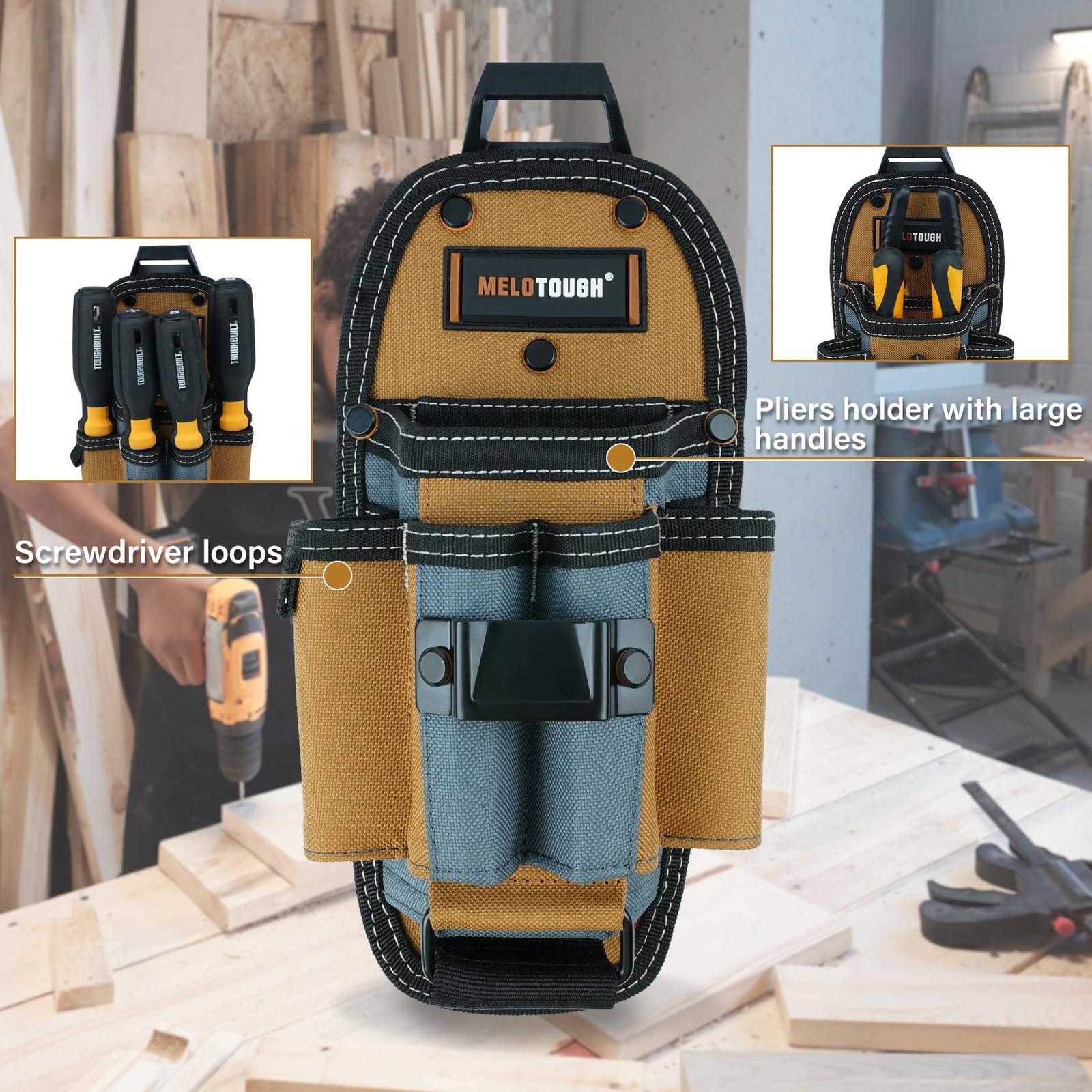 Melotough 7-Pocket Technician Pouch-Small Tool Belt Pouch Belt Clipclip On