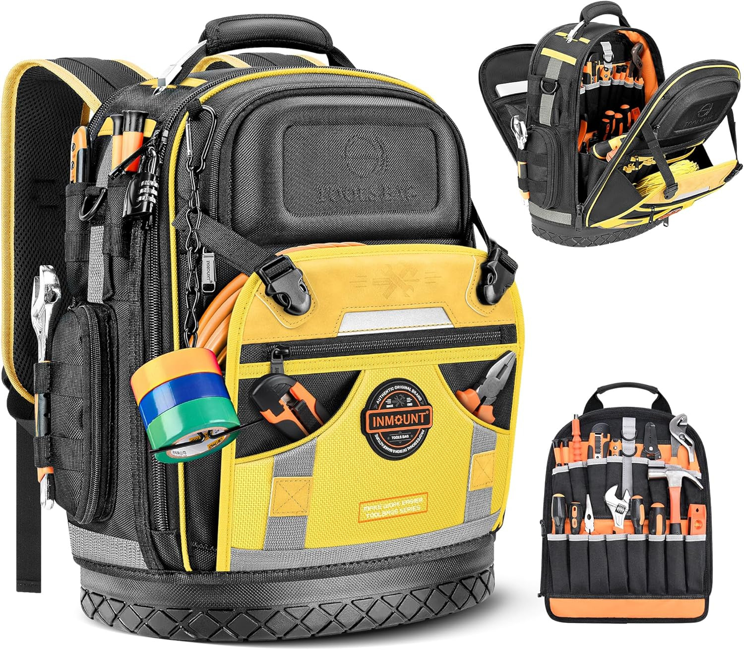 Tool Backpack Bag, HVAC Heavy Duty Construction Tools Backpack for Men, 1680D Pr