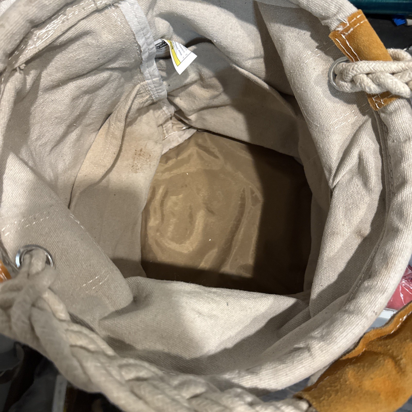 Voyager Round Canvas Bag Tool Bag Heavy Canvas Leather Bottom 14″ x 12″