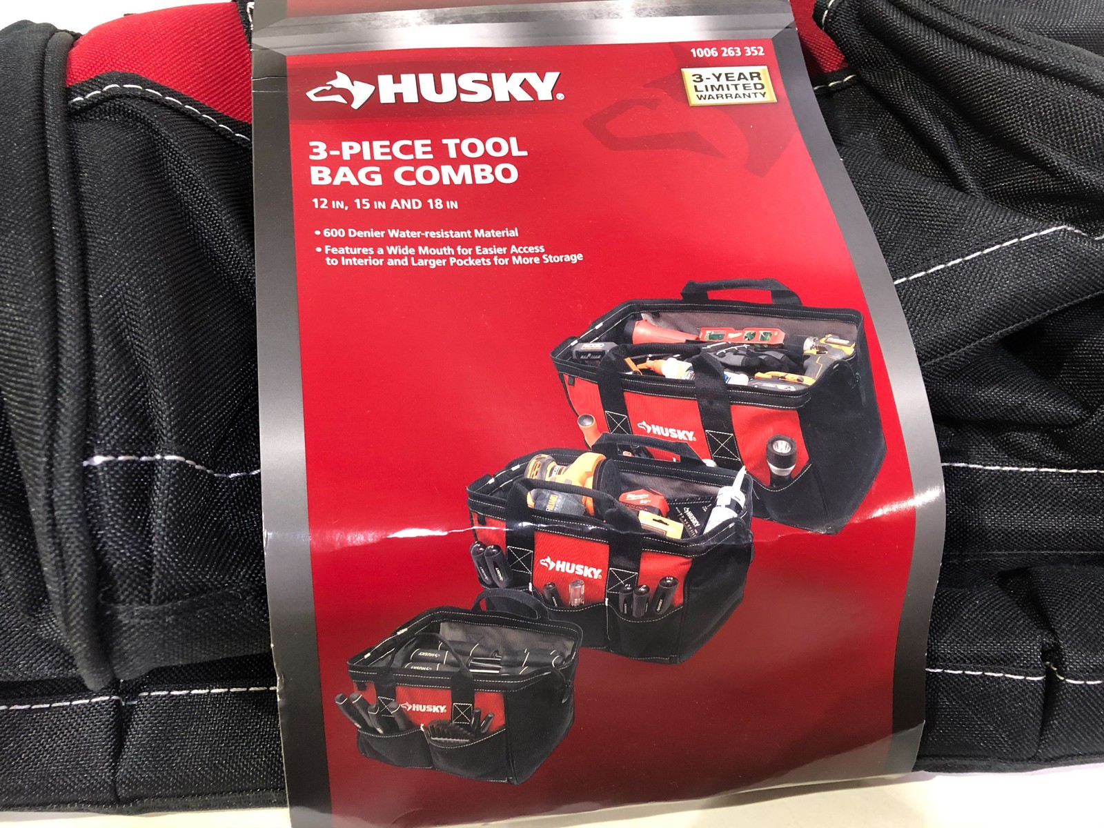 Husky 18 in., 15 in. and 12 in. Tool Bag Combo New