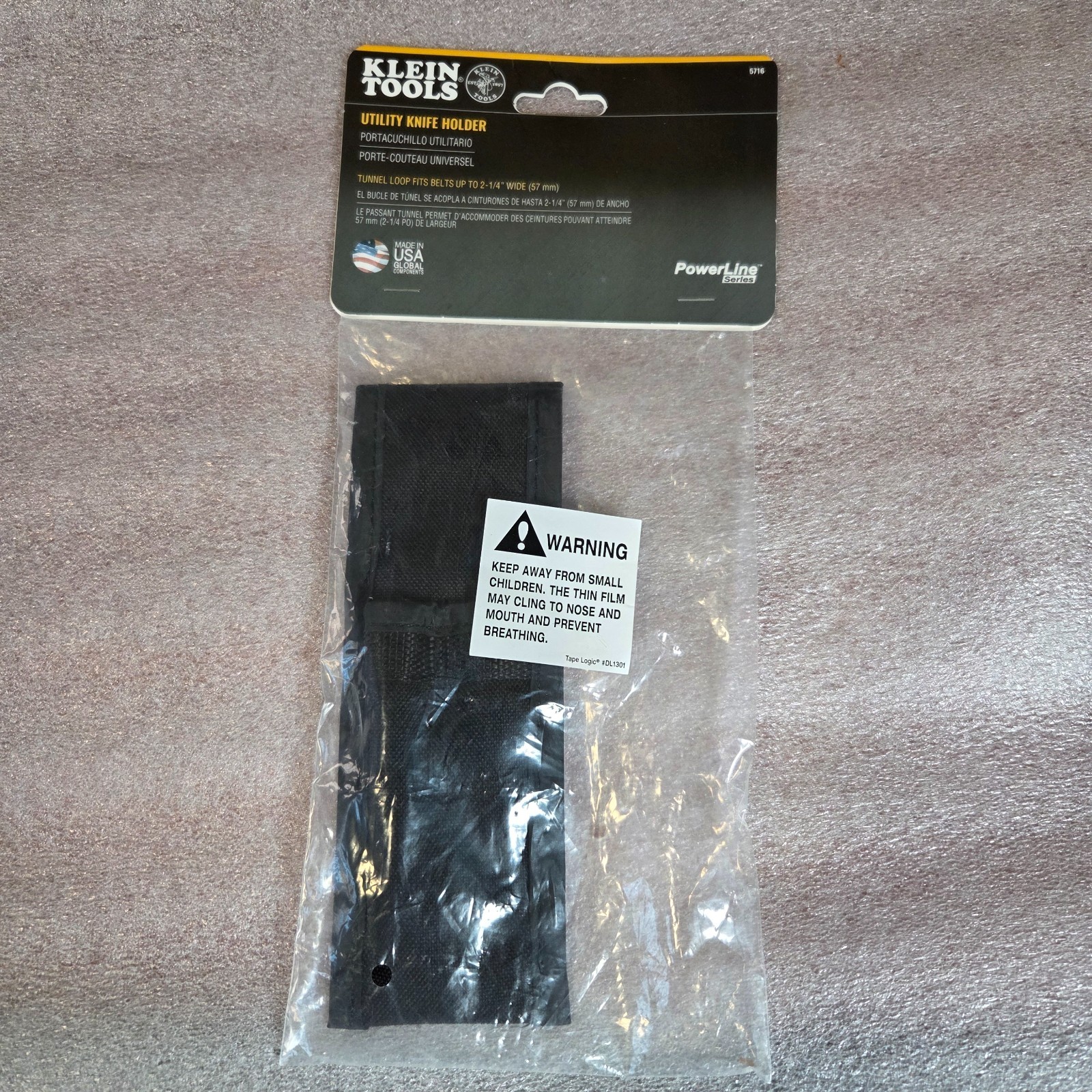 Klein Tools Utility Knife Holder 5716 PowerLine Black Nylon – New