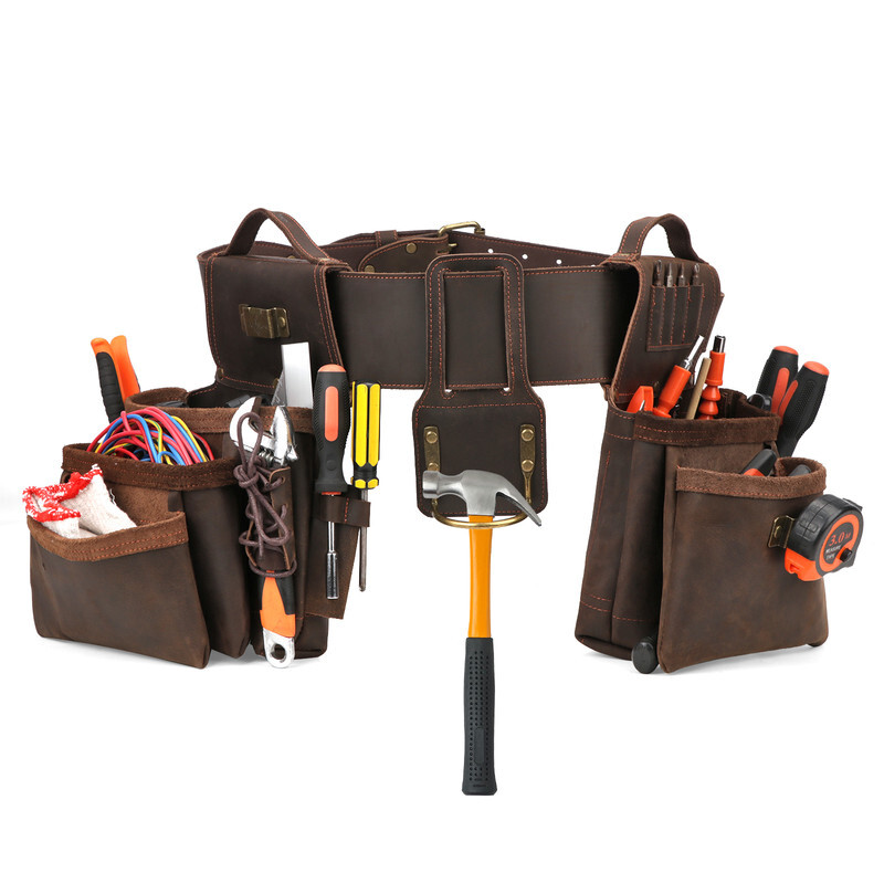 TOURBON Suspenders Carpenter Heavy Duty Chest Strap & Tool Belt Pouch Holster US