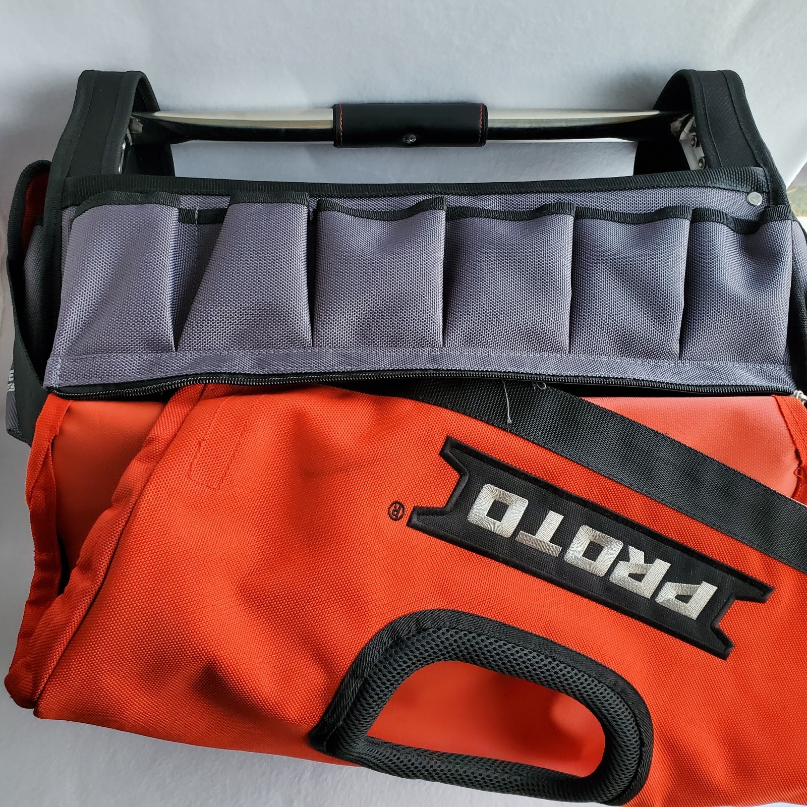 Proto J120TB Open Tote 10 Pocket Tool Bag Large 20″ x 11″ x 15″ Red & Gray LOOK