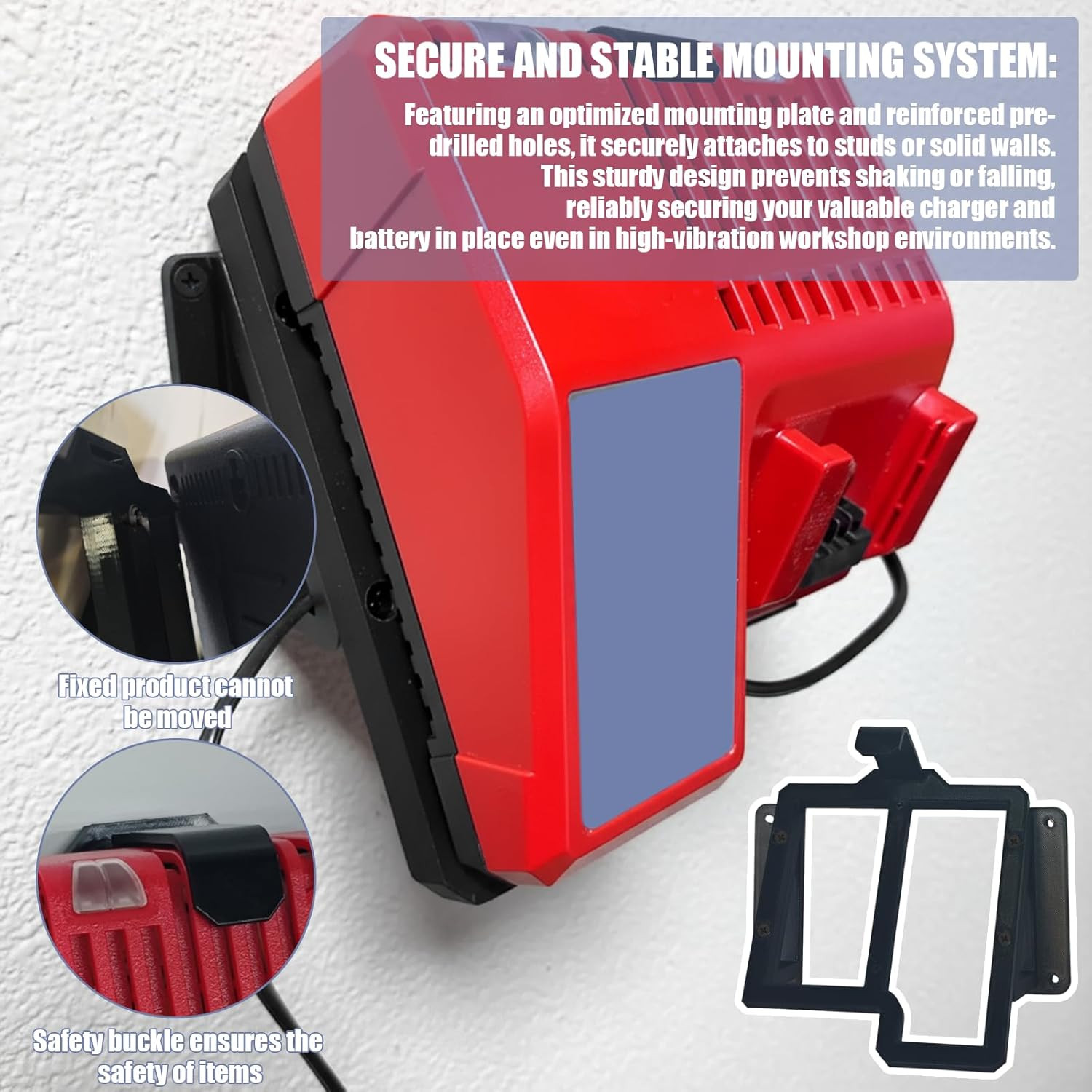 Power Tool Organizer, Compatible with Milwaukee M12/M18 Charger Wall Mount Secur