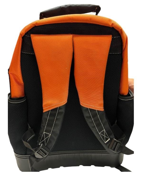 20-408 490mm Heavy Duty Polyester Tool Backpack with Plastic Base, Orange/Black
