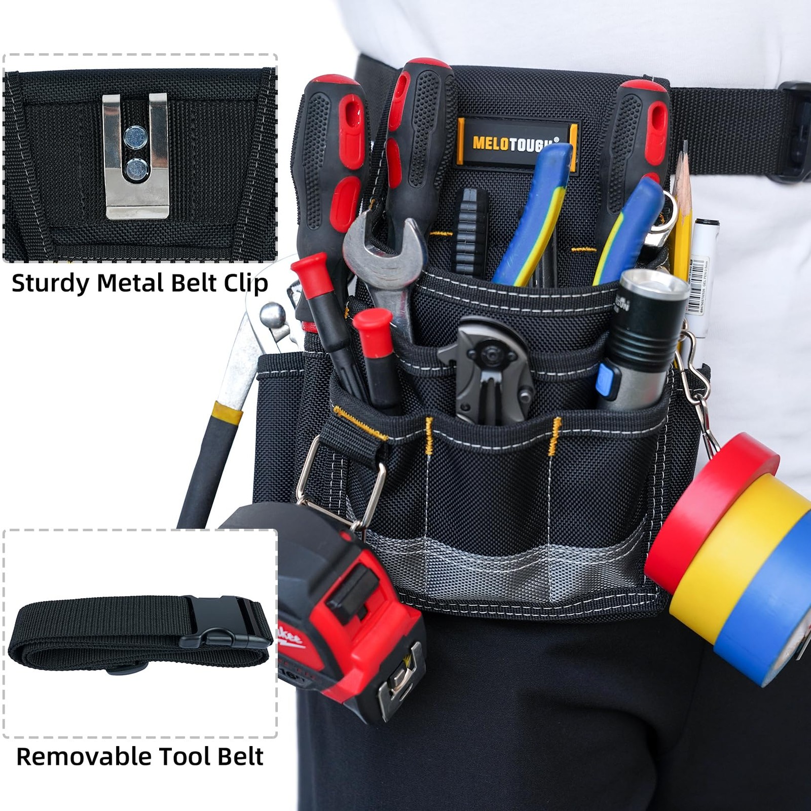 Electrician Tool Pouch Tool Belt Pouches with Belt Clip Electrical Tape Chain…