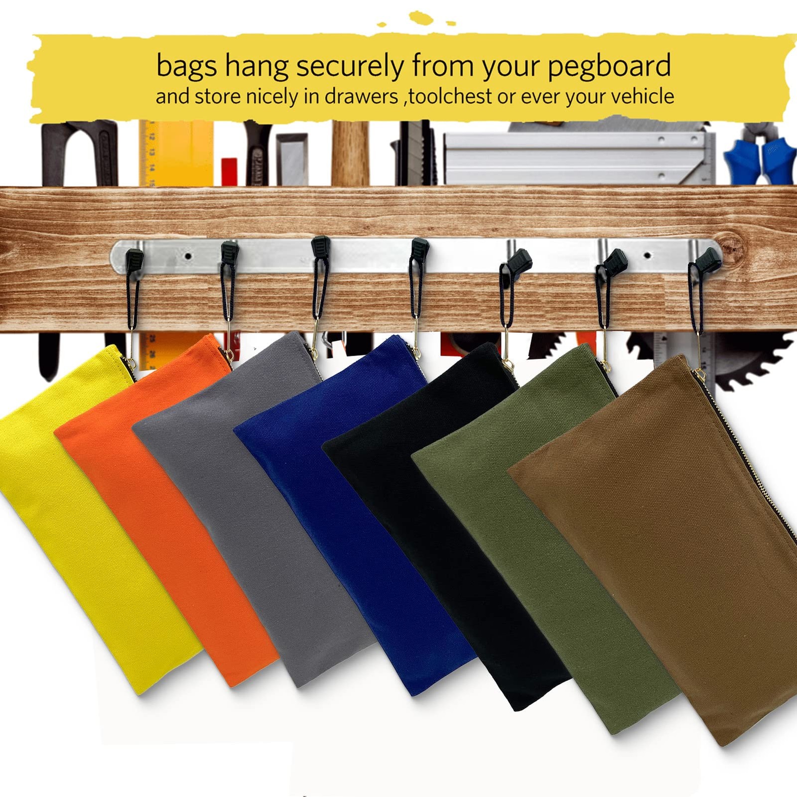 Heavy Duty Canvas Tool Bag Organizer – 7 Pack Zipper Utility Pouches in Assor…