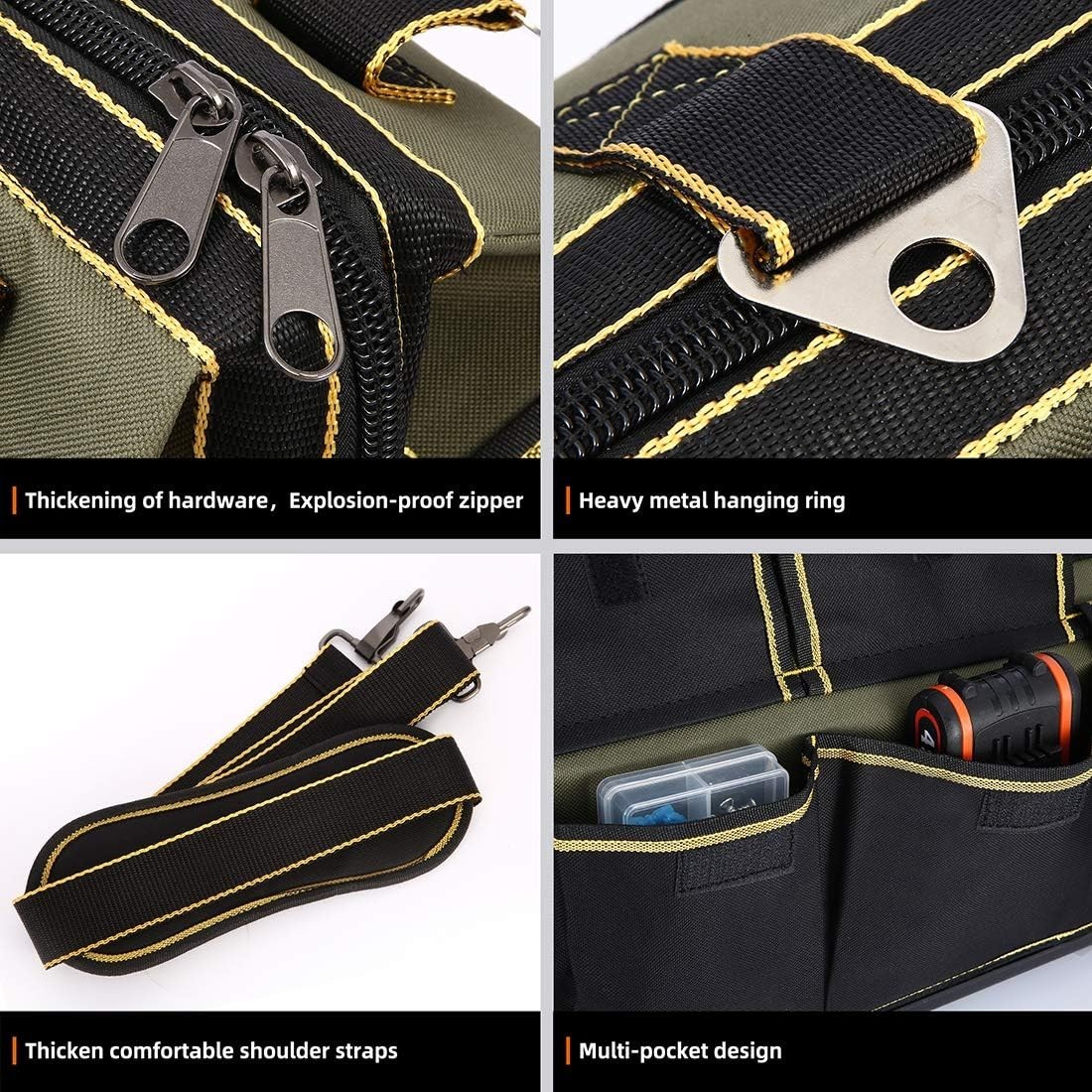 17-Inch Wide Mouth Tool Bag with Water Proof Molded Base?Wide Mouth Tool Tote Ba