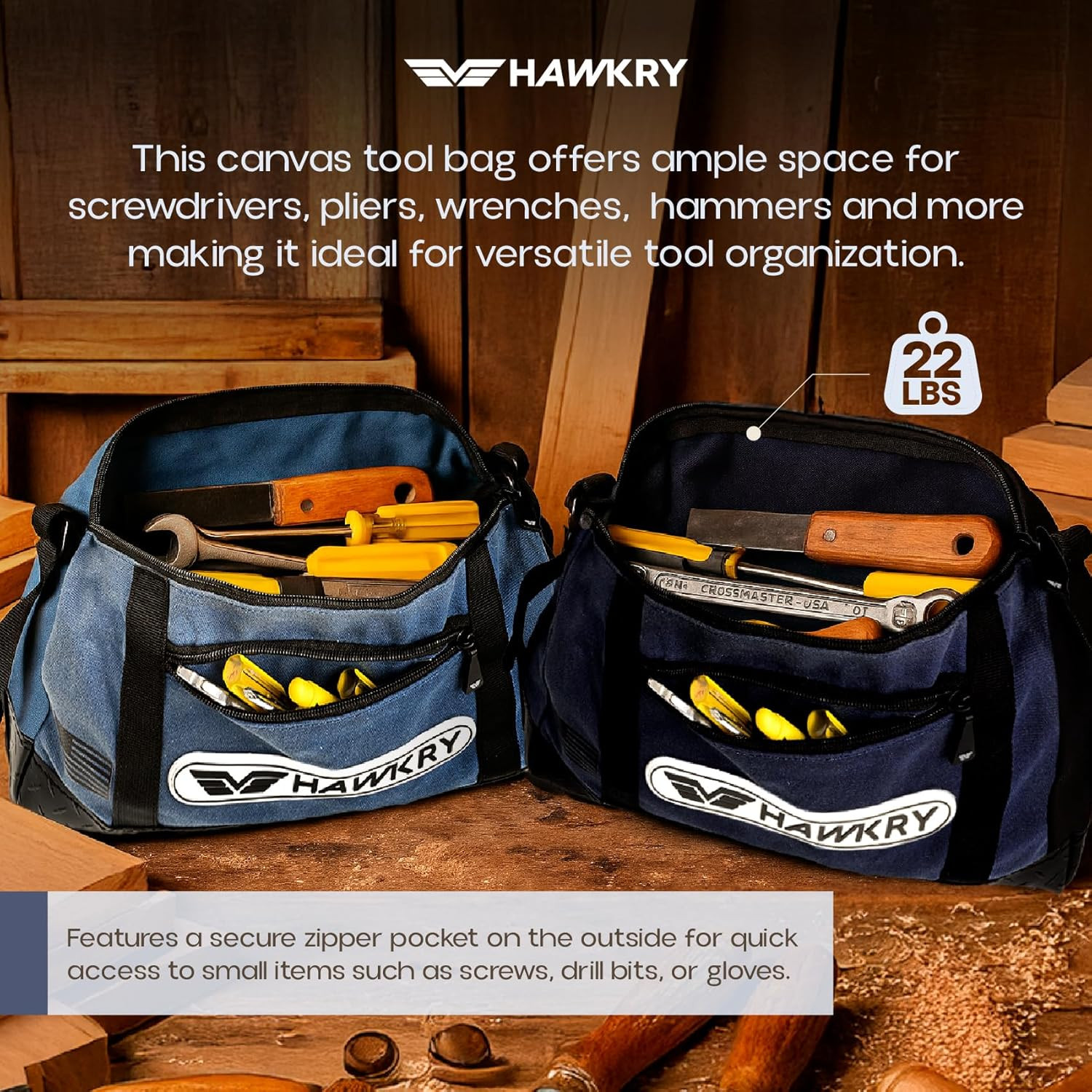 Canvas Tool Pouch Set (4 Pack) – Heavy Duty Tool Organizer Bags with Zipper, Dur
