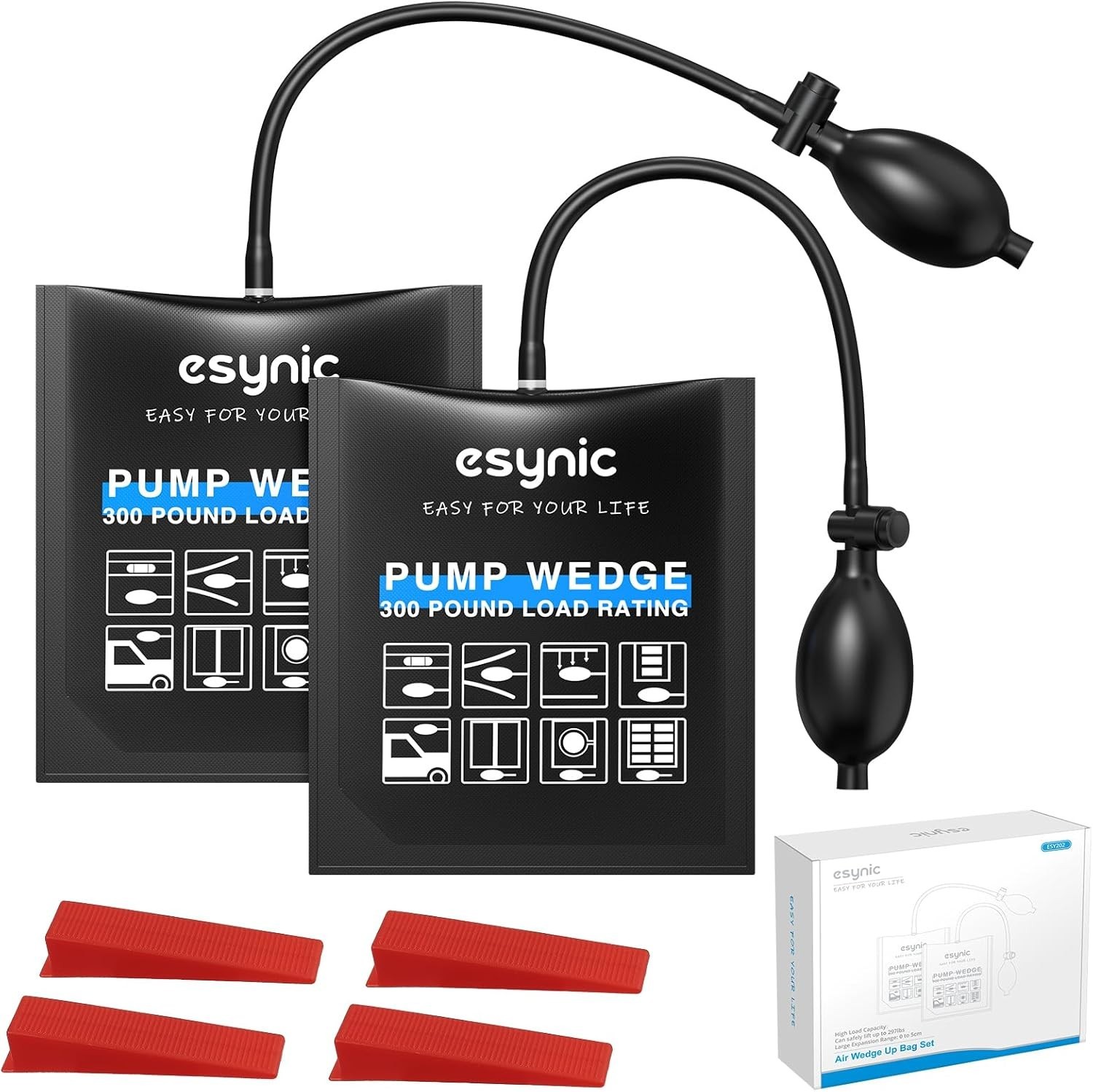 2-Pack Air Wedge Bag Kit – 300lbs Heavy-Duty Lifting with Quick-Release Valve