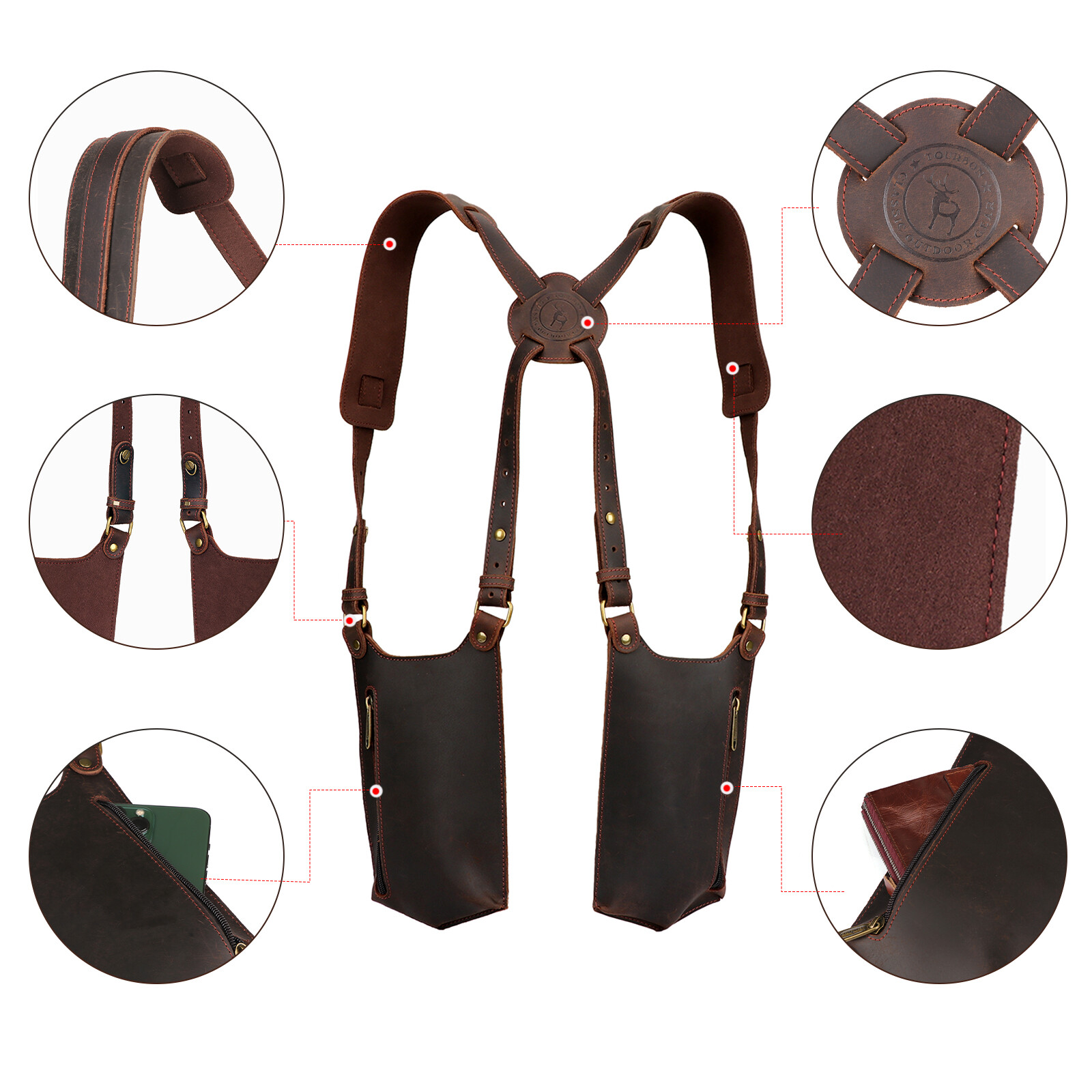 Tourbon Phone Carry Harness Chest Wear Tool Holder Pouch