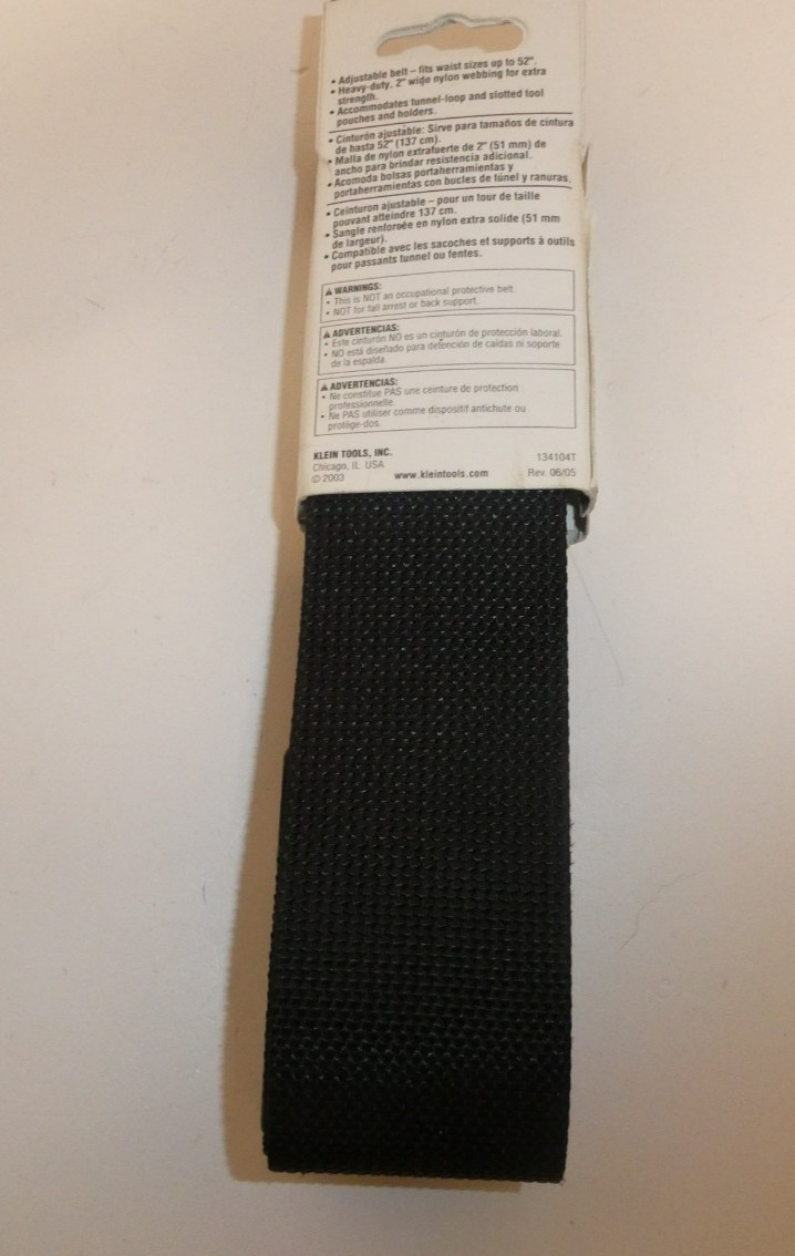 Klein Tools Adjustable Tool Belt 52″ 5705 Heavy Duty Nylon Webbing Metal Buckle