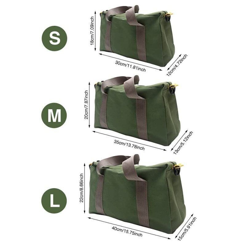16» HEAVY DUTY GREEN MILITARY STYLE MECHANICS HARD BOTTOM TOOL BAG ZIPPER