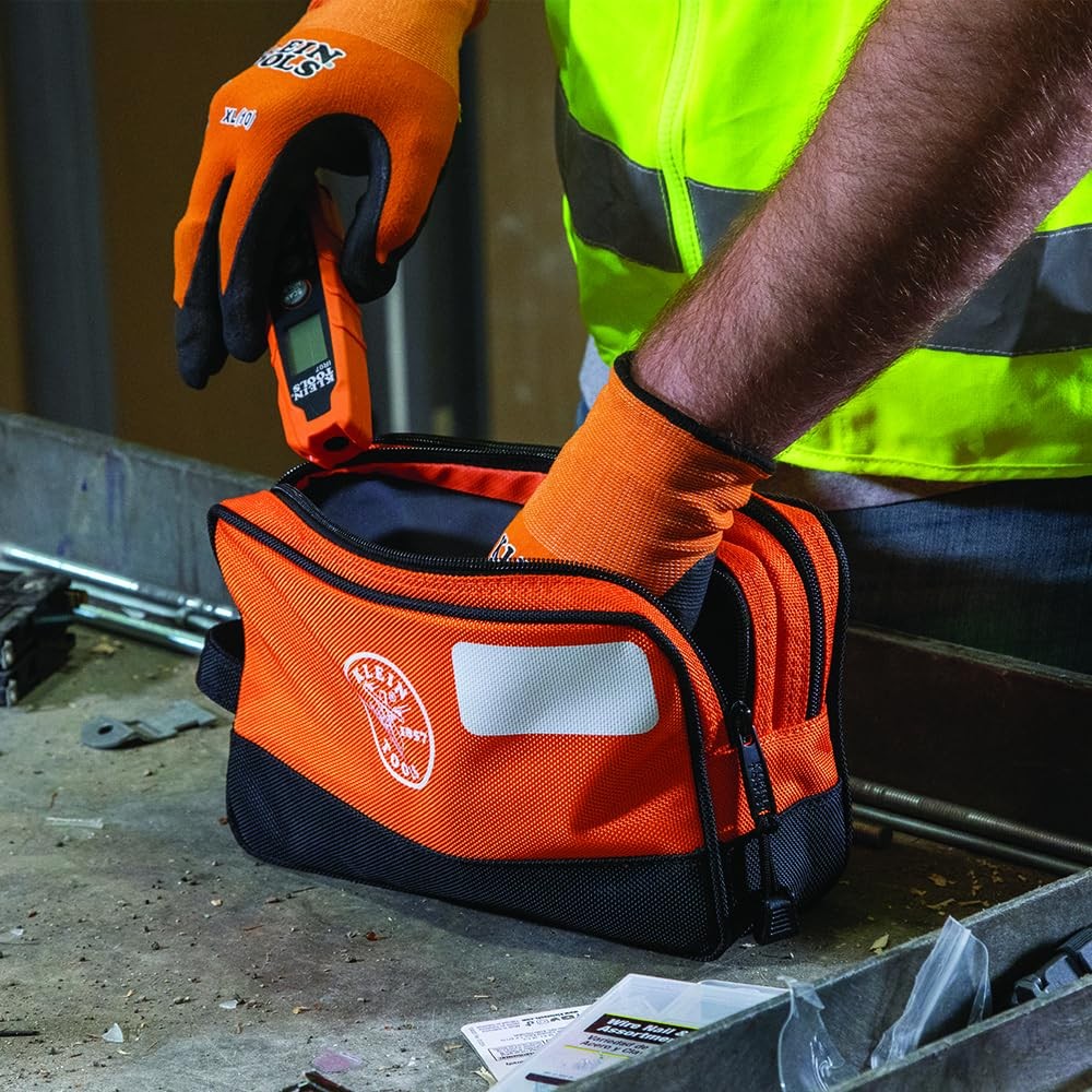 KLEIN TOOLS Tool Pouch, Dual Compartments, 10″ x 6″ | 1-Pack, Orange
