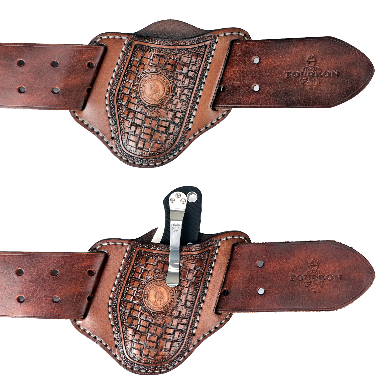 TOURBON Retro Leather Folding Knife Sheath Tool Pouch Knives Holder Belt Holster
