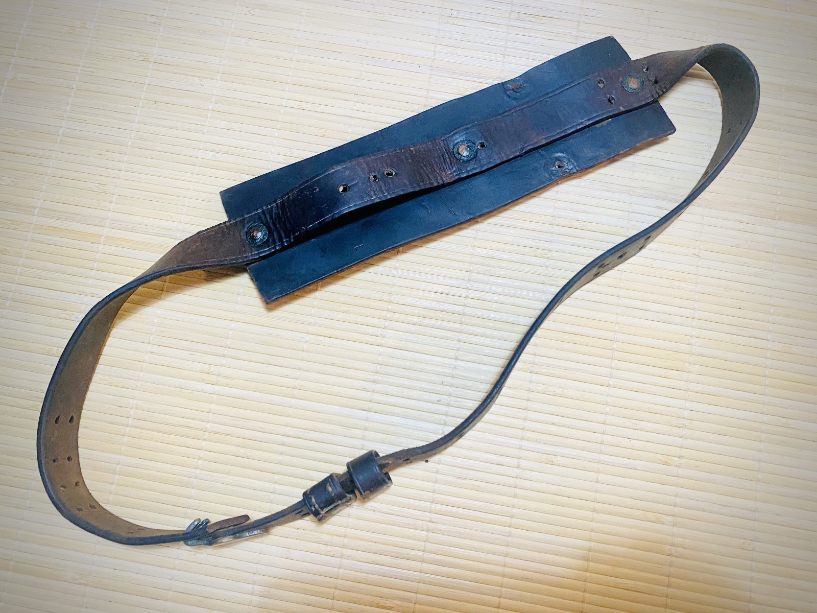 Vintage Antique Lifting Belt — Brass Buckle — Waist Large: 35-1/2” — 39-1/2”