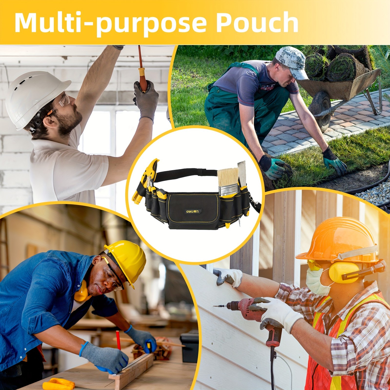 Steelite Tool Belt 8 Pocket Waist Bag Hardware Toolkit Work Organizer