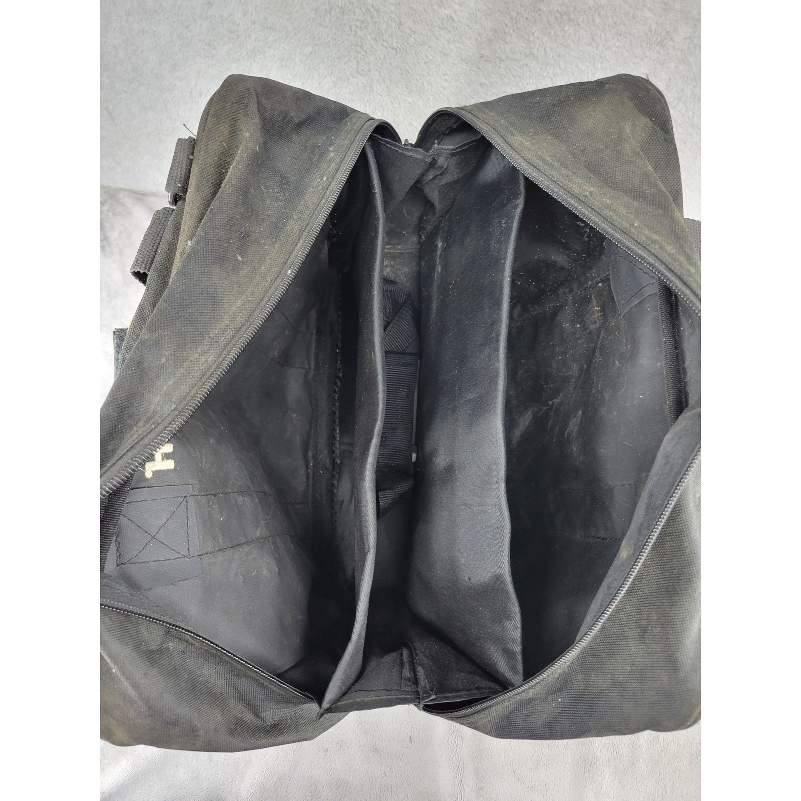 Stanley Bostitch Black Canvas Tool Bag Zippered Multi Compartment Utility 14 in