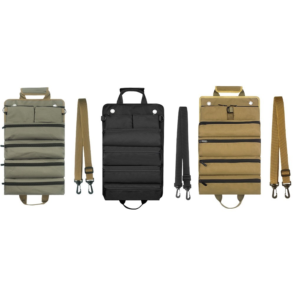 Heavy Duty Tool Roll Bag with Waterproof Coating and Reinforced Stitching