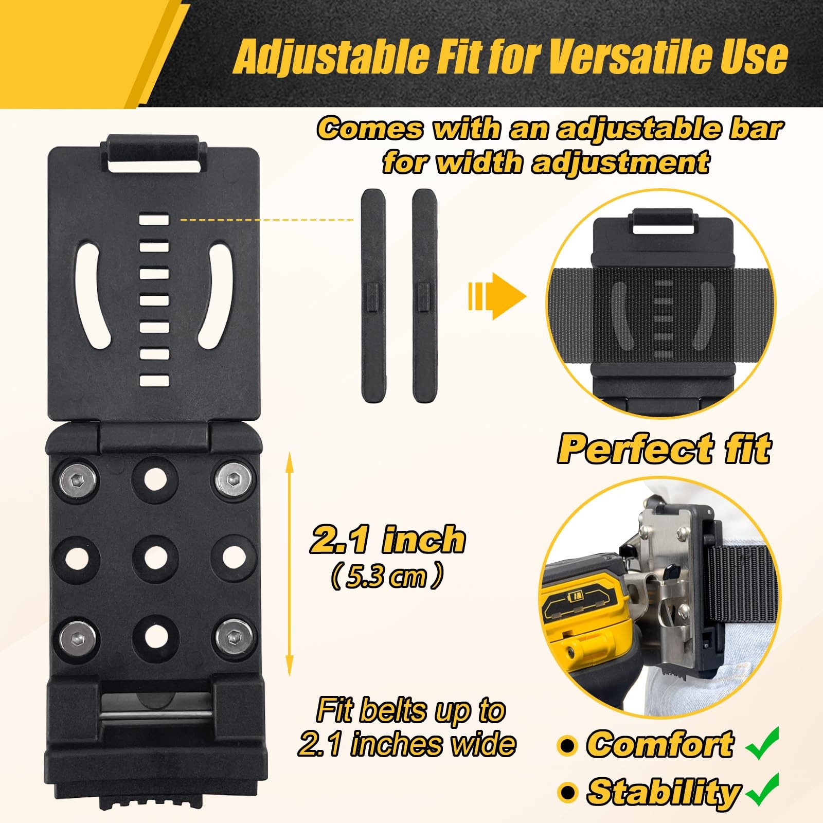 Drill Holder Belt Clip Hook Holster For Cordless Driver Tape Measure To 2.1 In