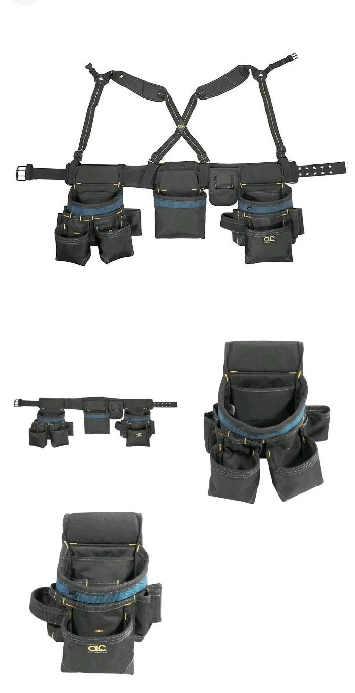 CLC 28 pocket Ballistic Nylon Tool Belt with Suspenders 23 in. L X 16-1/2 in. H