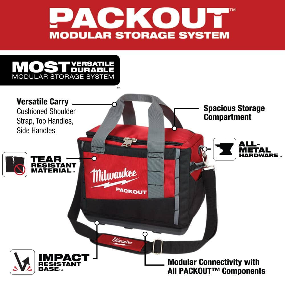 Ballistic Fabric Tool Bag + 3-Pack Zipper Accessory Pouch Set Jobsite Contractor