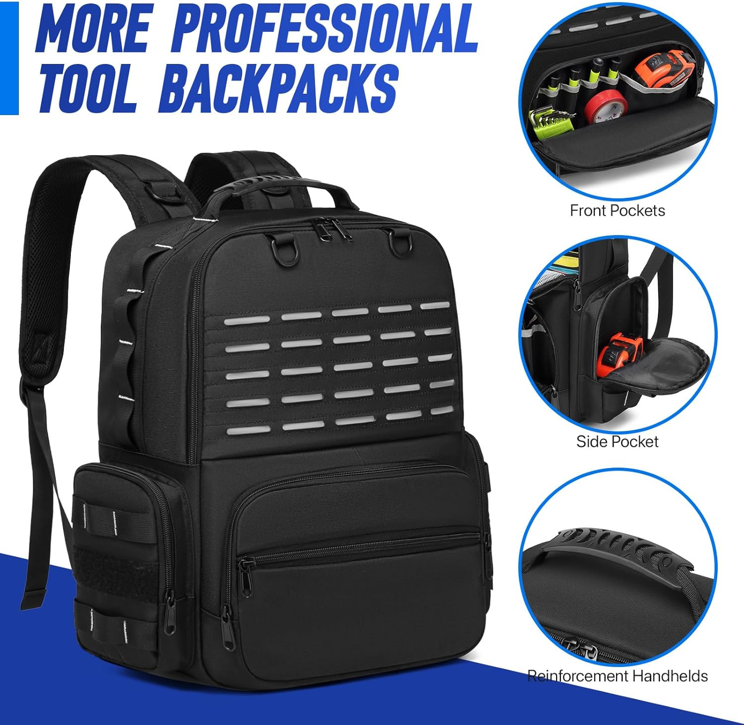 Heavy Duty Tool Backpack for Men – Multi-Pocket Work Bag for Electricians & Tech