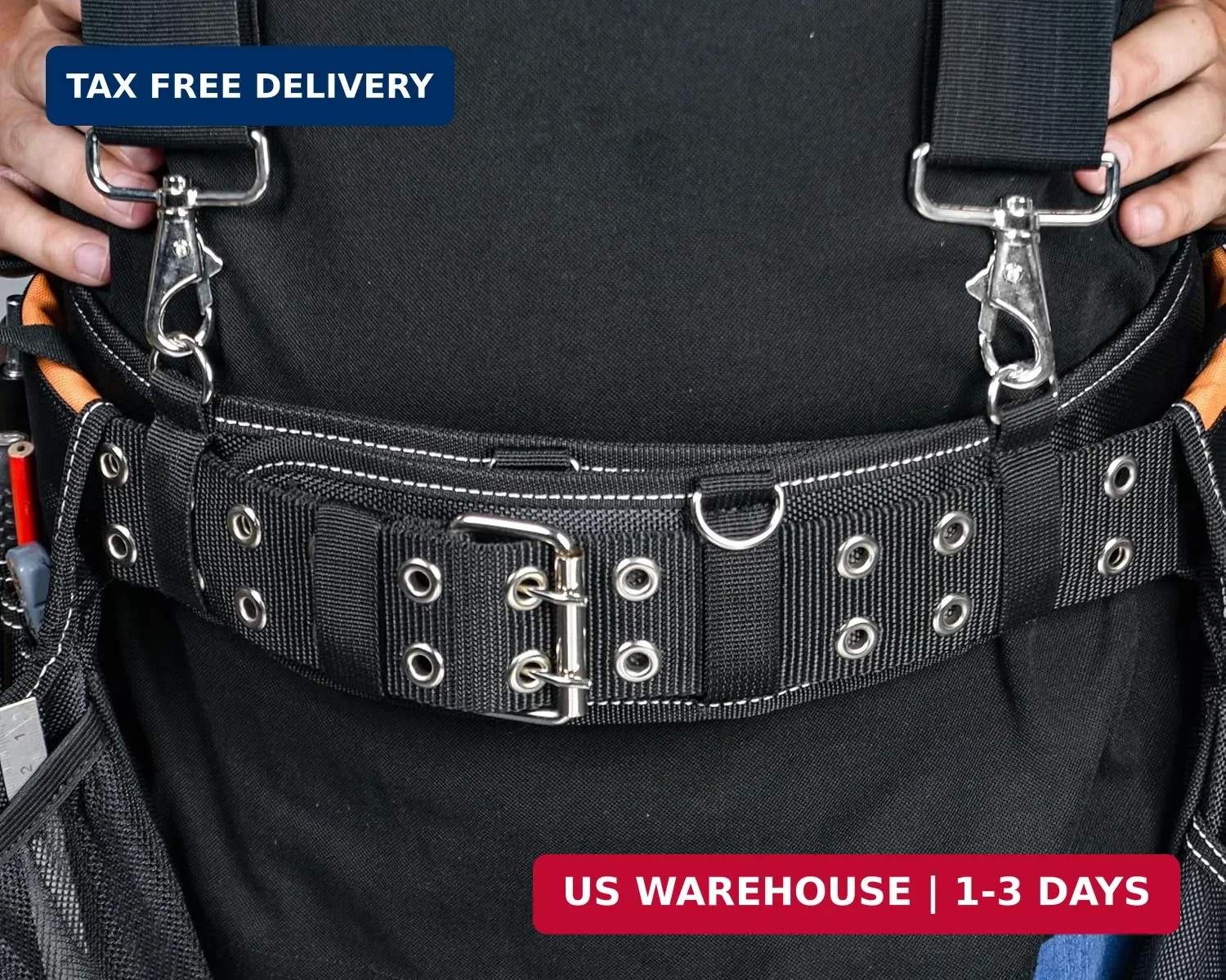 3-Inch Padded Tool Work Belt 1680D Ballistic Tool Belt with 6 Suspenders Ring |