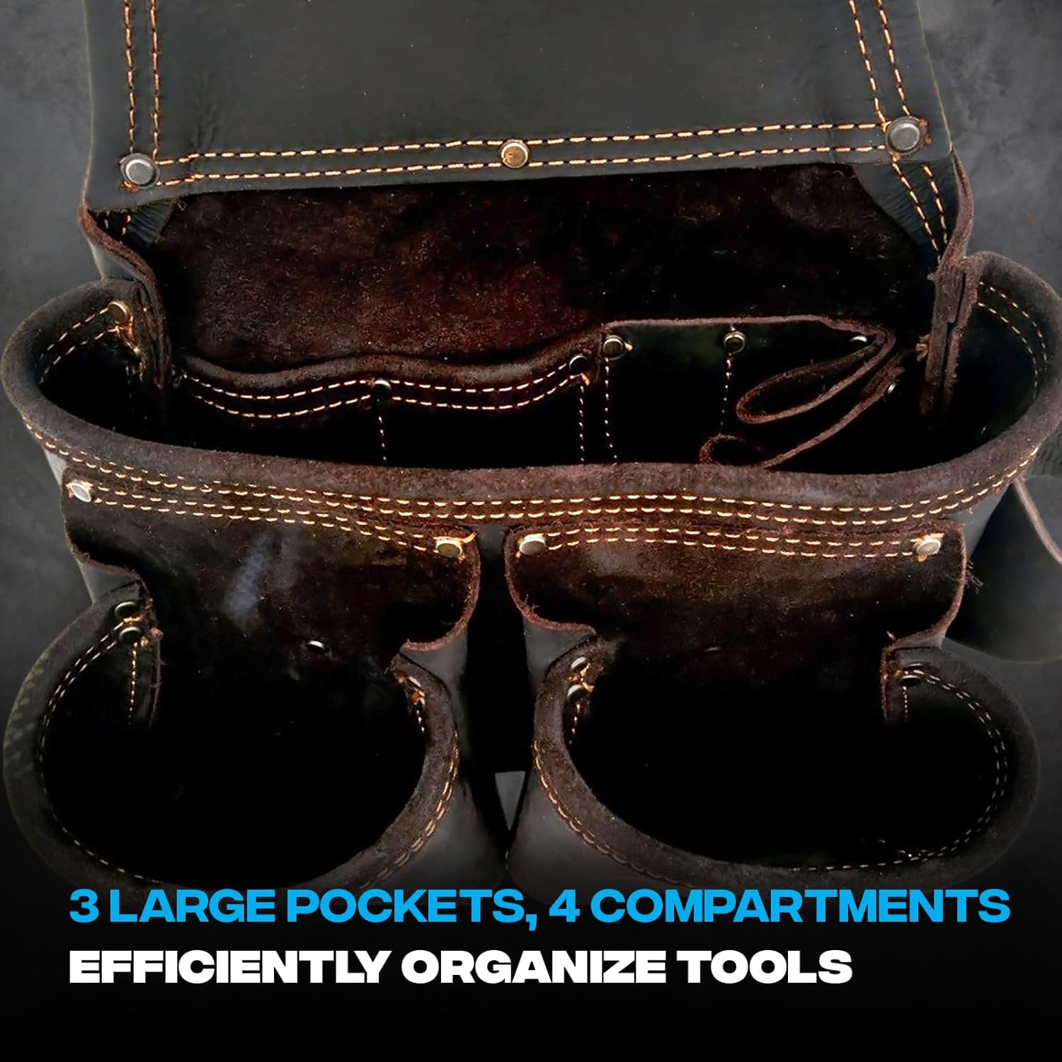 Pro Framers Leather Tool Pouch with 7 Pockets and Hammer Holder – P263203