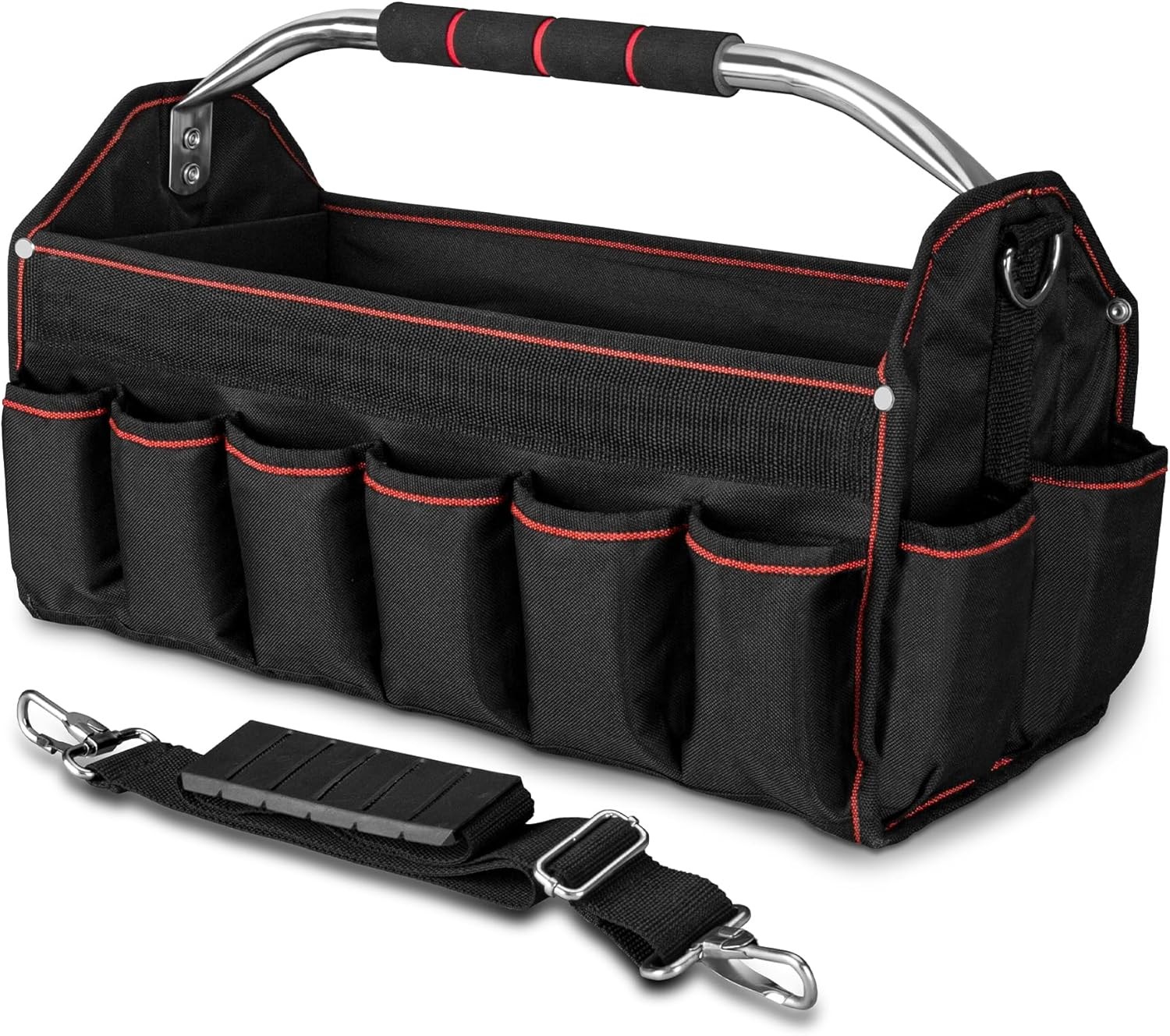 HAUTMEC 18 Inch Foldable Electrician Tool Tote 23 Pocket With Shoulder Strap