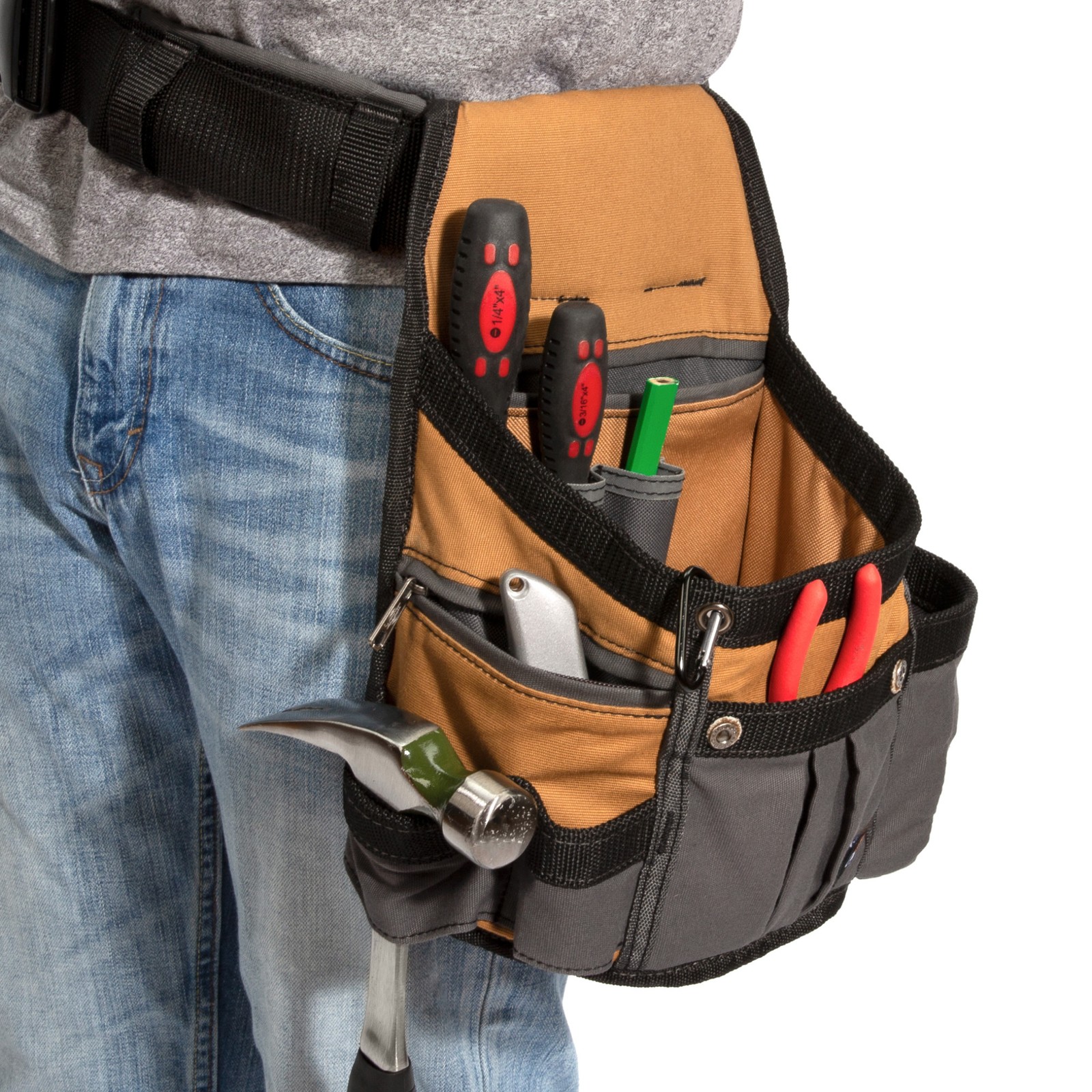 Utility Tool Belt Pouch 8 Pocket Gray Tan Dickies 57000