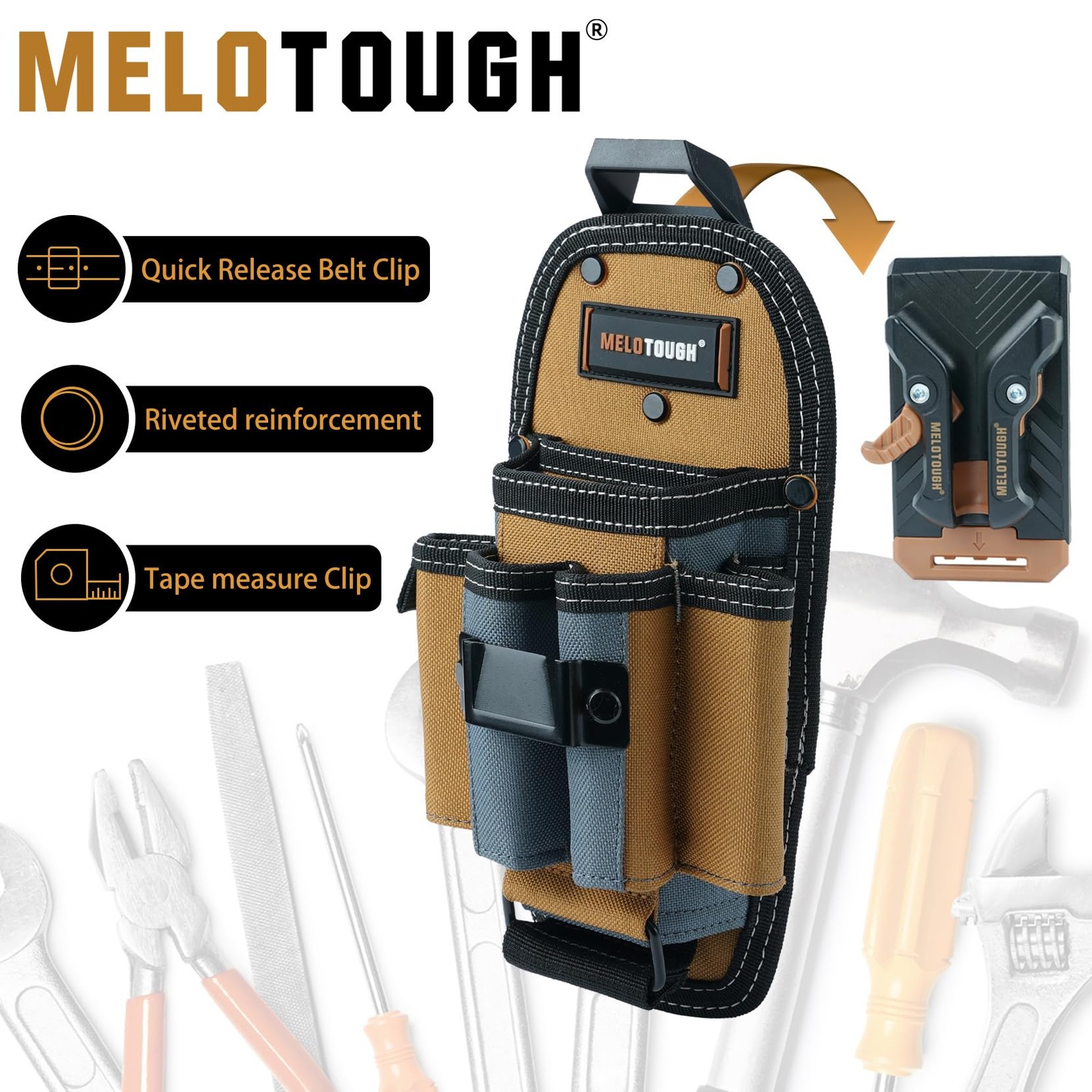 Melotough 7-Pocket Technician Pouch-Small Tool Belt Pouch Belt Clipclip On