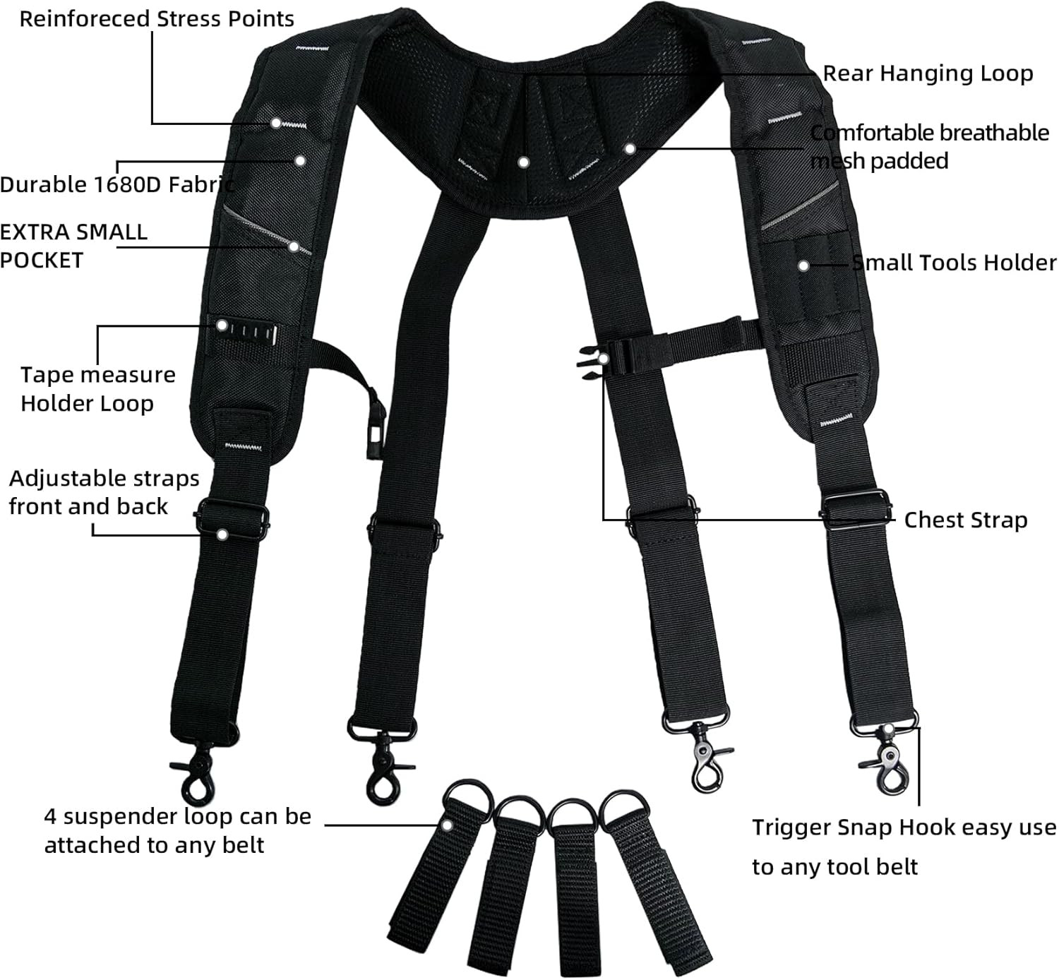 Gel-Padded Tool Belt Suspenders with Phone Holder for Ultimate Comfort
