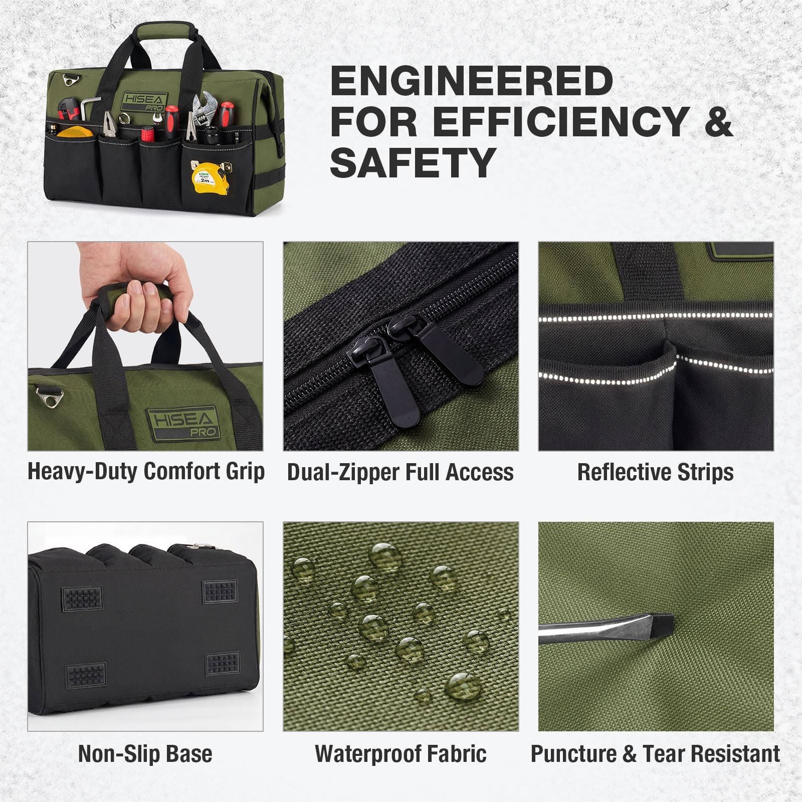Heavy Duty Tool Bag 20 Pockets, 16″ Waterproof Organizer, Portable Storage for T