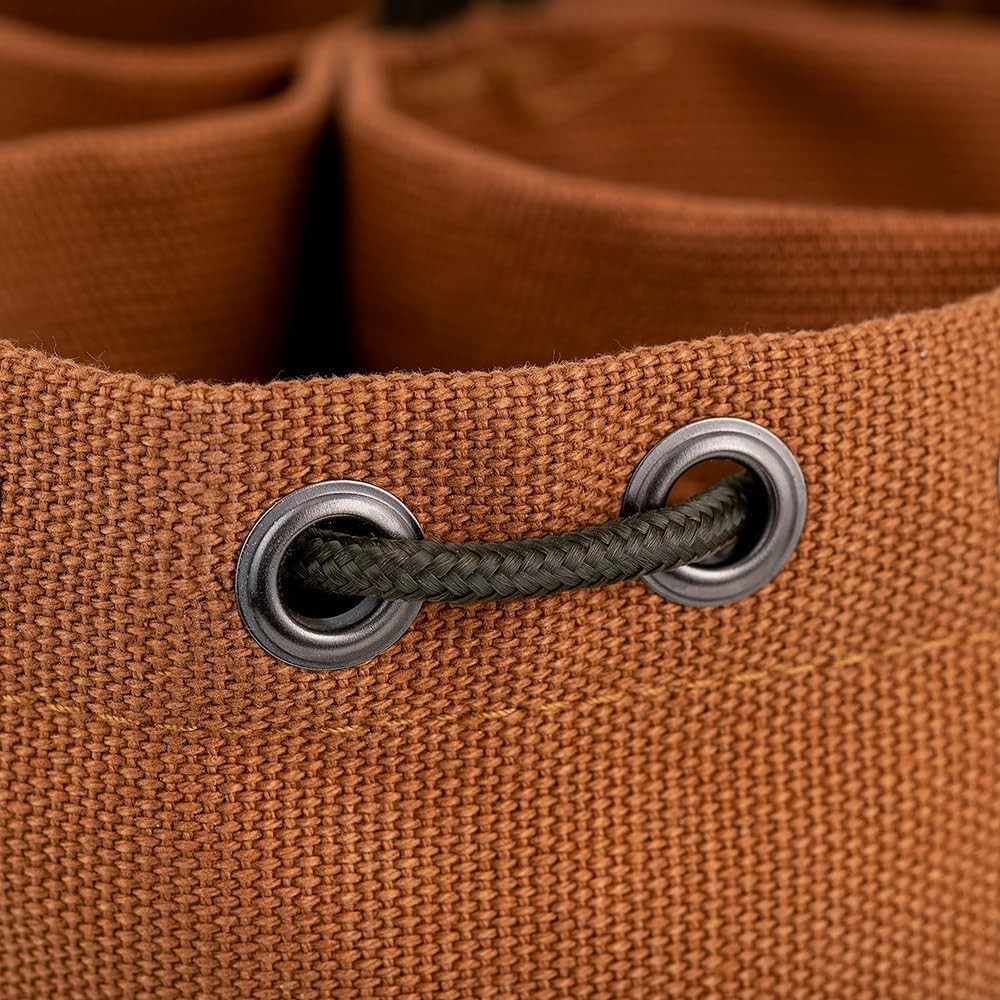 19-Pocket Canvas Organizer Parachute Bag in Brown for Tools & Small Parts