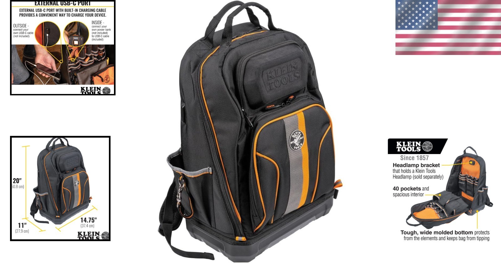 Durable Tradesman Pro Backpack with USB Port