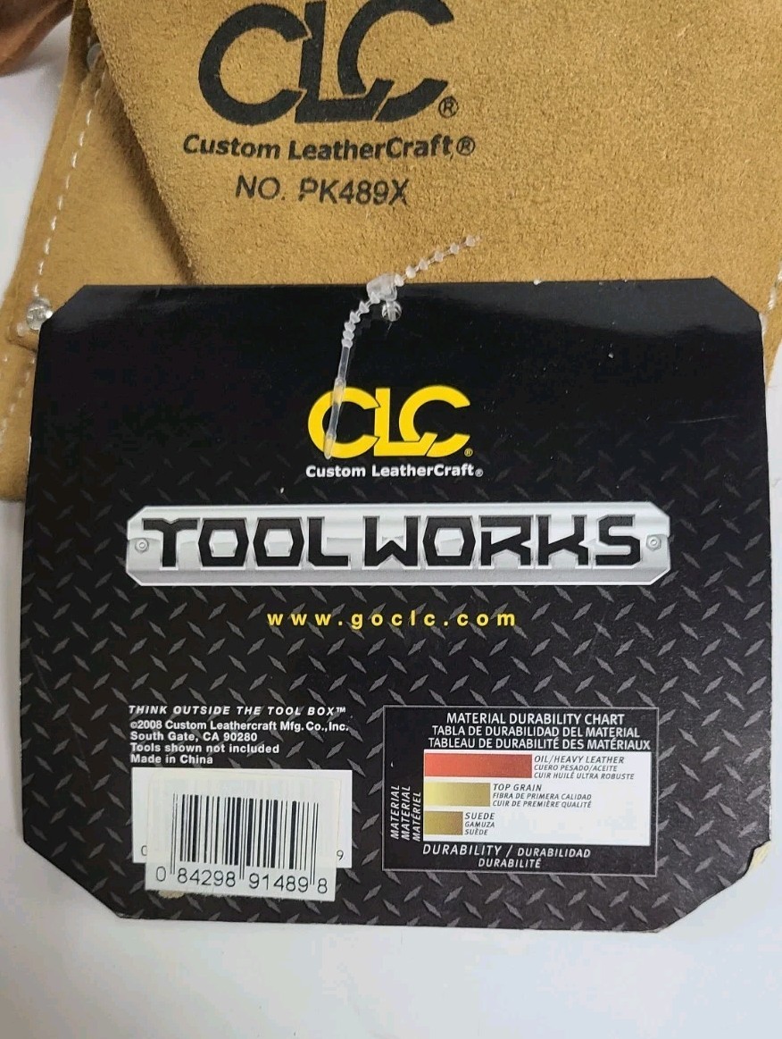 CLC Work Gear Suede Leather Carpenter Bag 3 Pocket 2 Loop Nail & Tool Bag PK489X