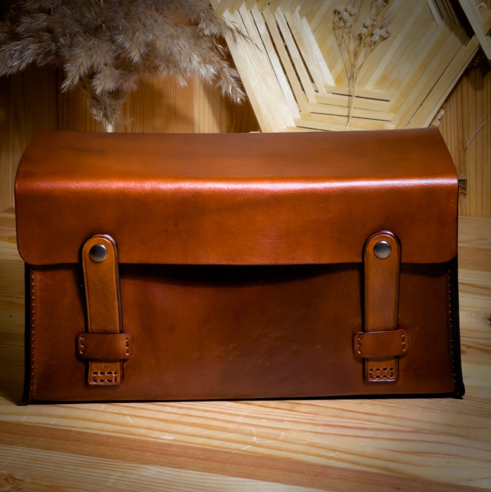 Leather tool bag. Toolbox for instruments in home or car. Leather box. Handmade