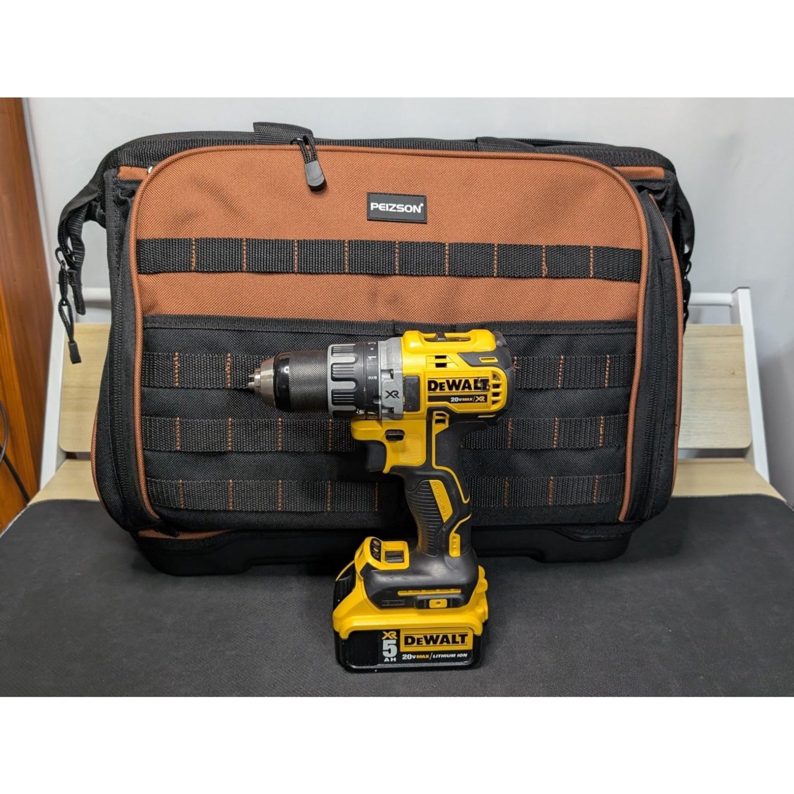 Large Contractor Tool Bag 46 Pockets 80+ MOLLE Loops Molded Base