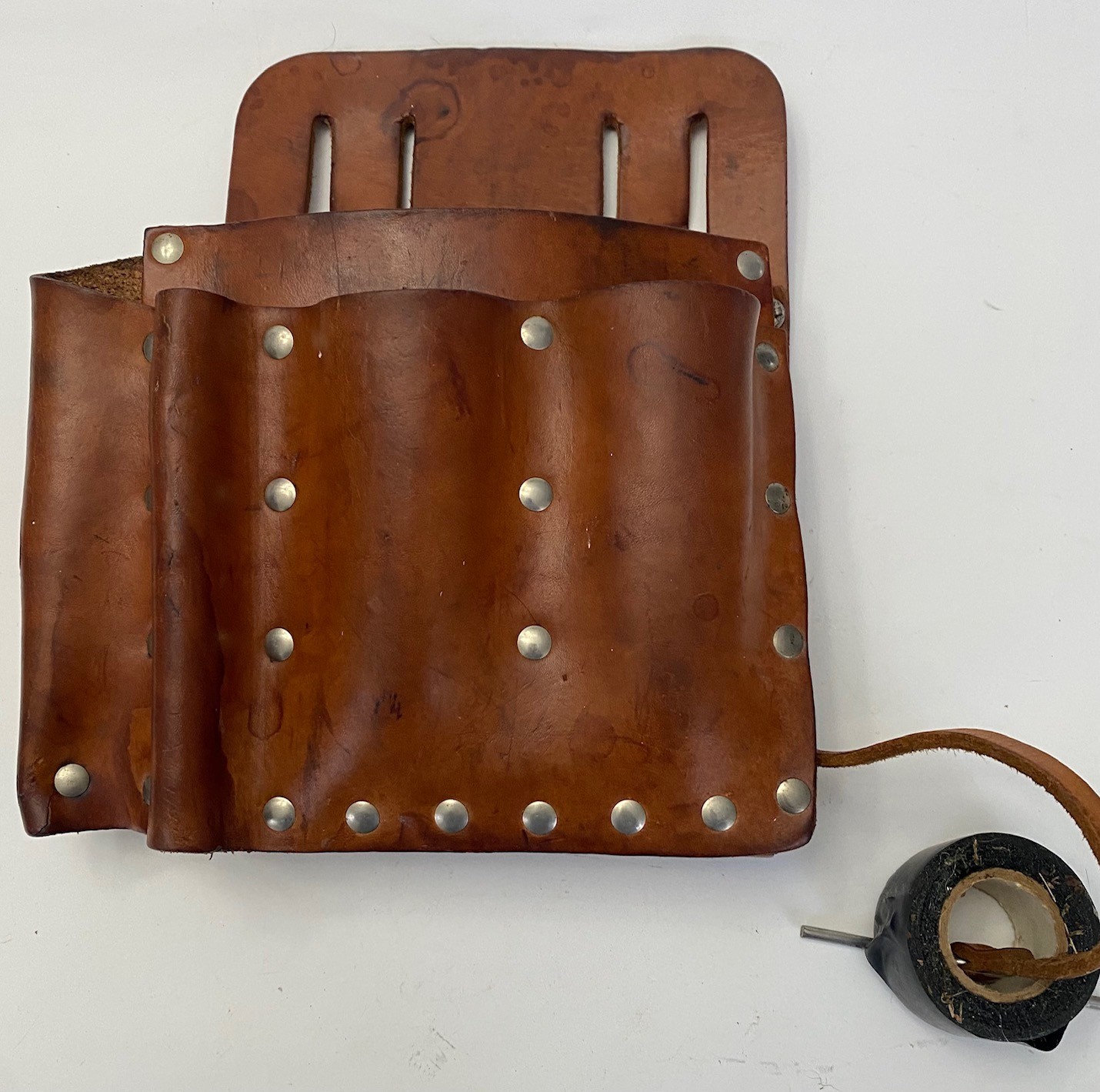 Vintage A E Burgess Co Leather 9 Pocket Electrician Pouch for Tool belt USA Made
