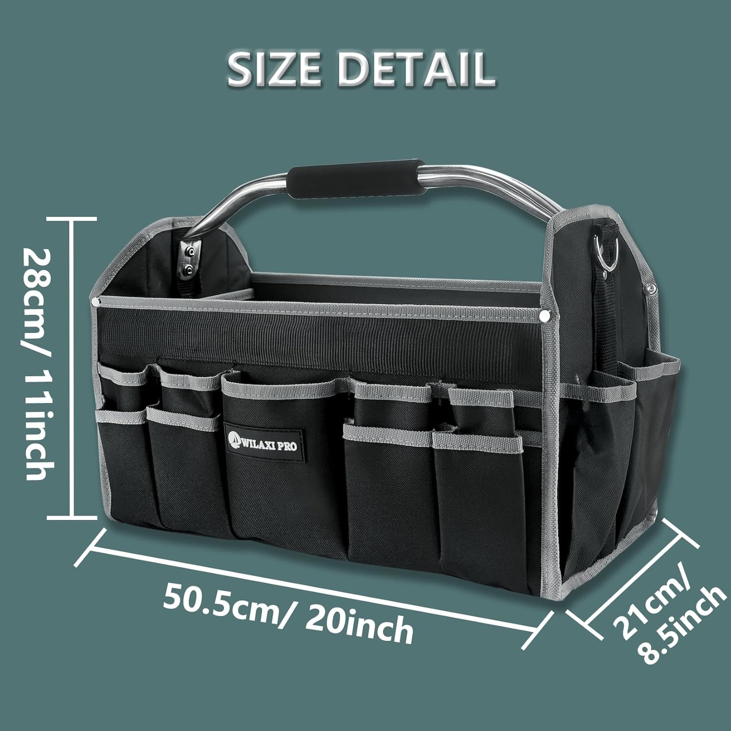 20in Tool Bags For Men Heavy Duty, 22 PCS Pockets Tool Bag Organizer