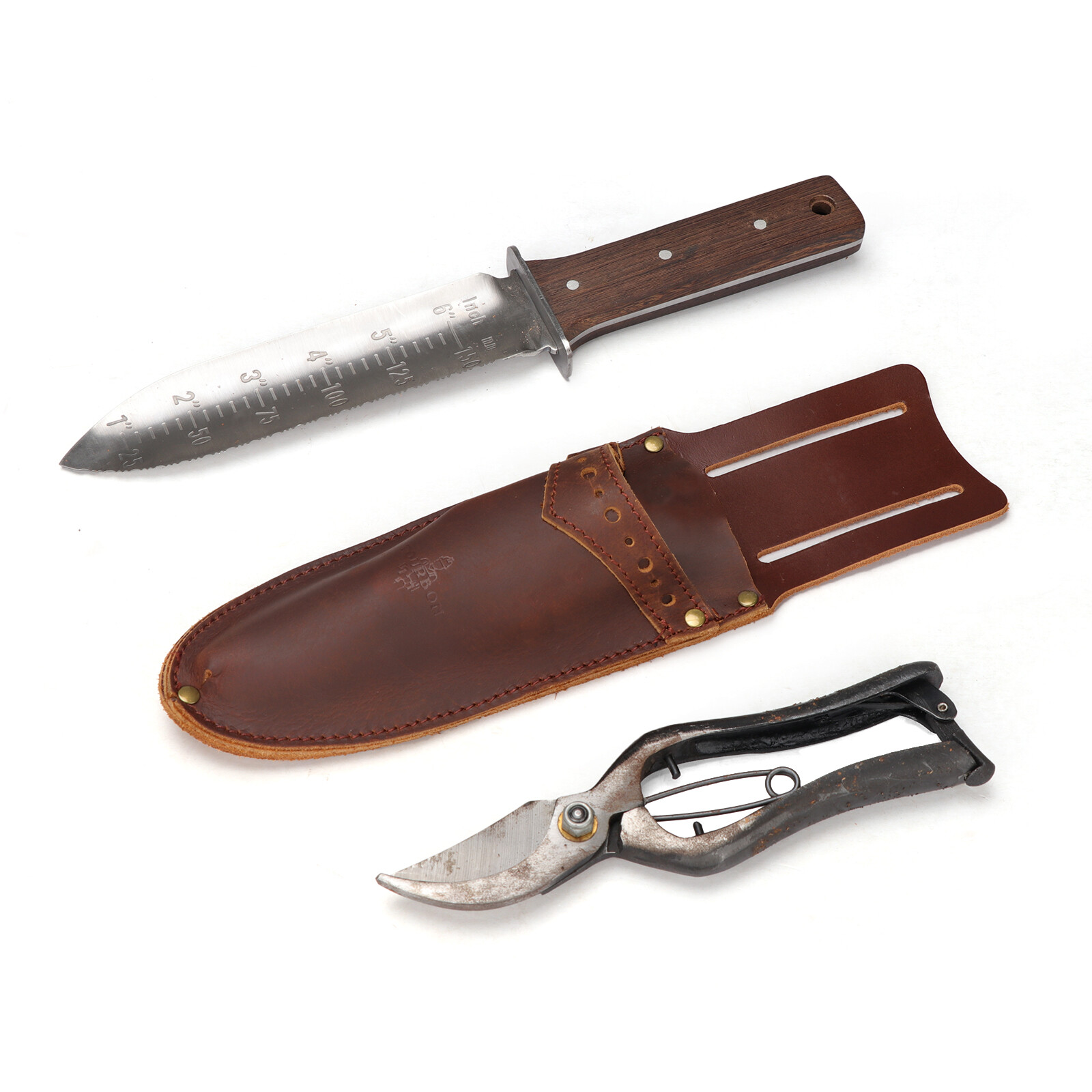 TOURBON 2-in-1 Leather Garden Pruner Transplanting Trowel Belt Holster Cover