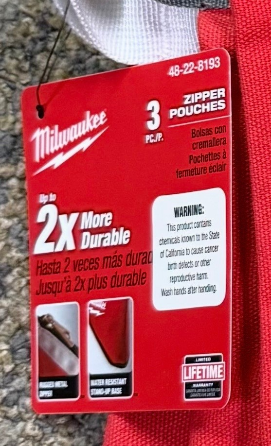 Milwaukee Tools 48-22-8193 Canvas Colored Heavy-Duty Zippered Pouches, 3-Pack
