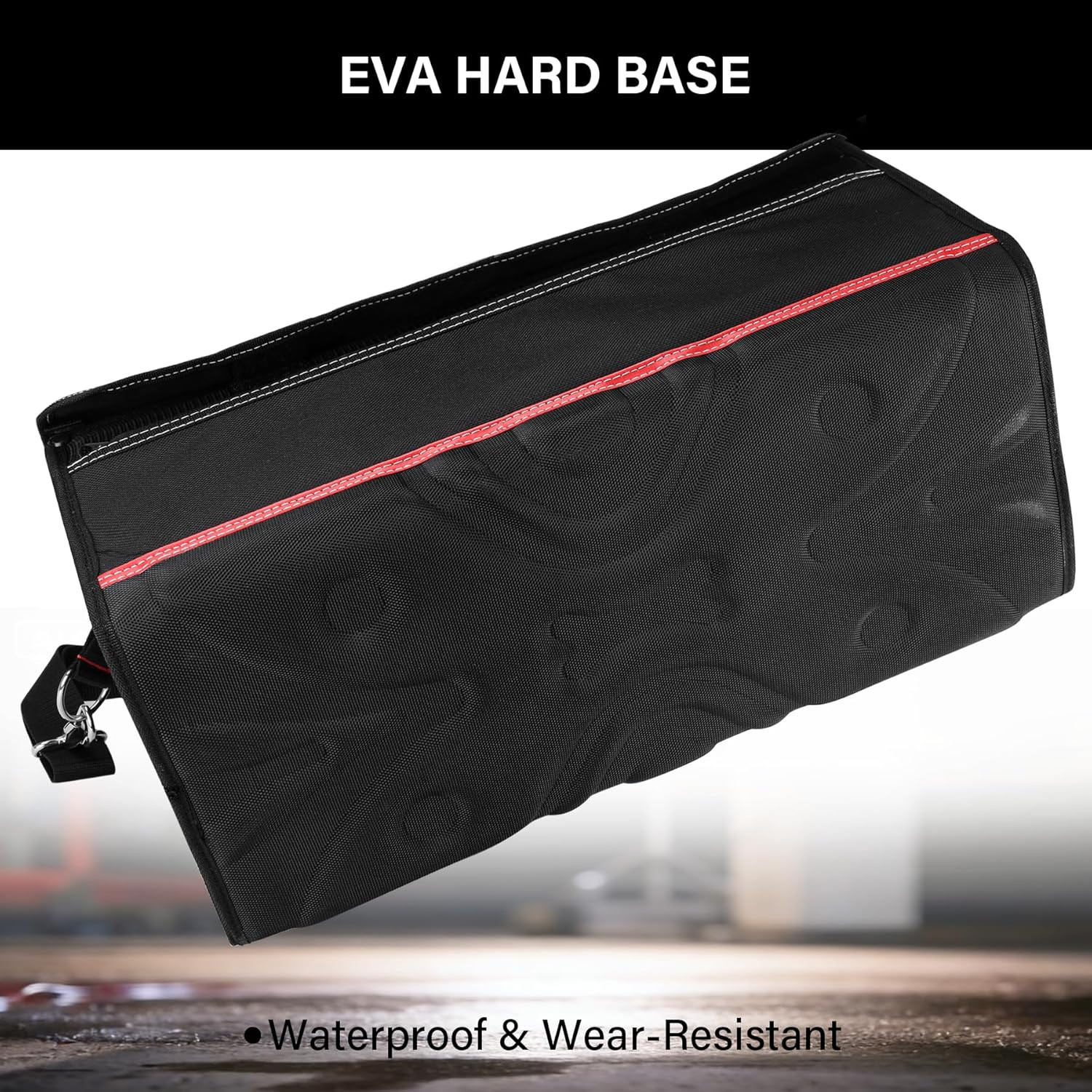 20″ Heavy-Duty Tool Tote Bag with Waterproof Clear Cover, Open Top Large Tool Ba