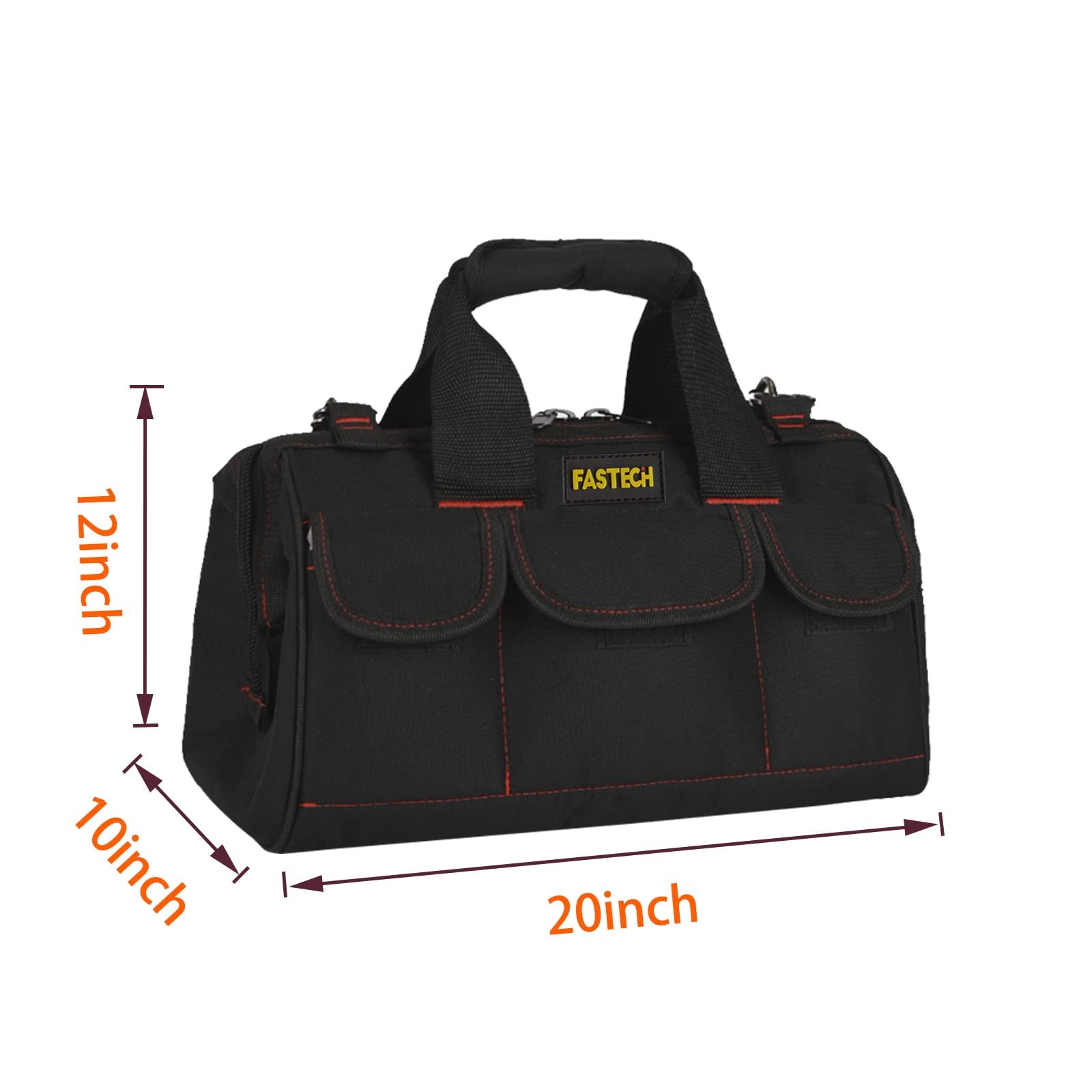 20 Inch Heavy Duty Tool Bag Wide Mouth Storage Carrier Organizer Pockets Tote