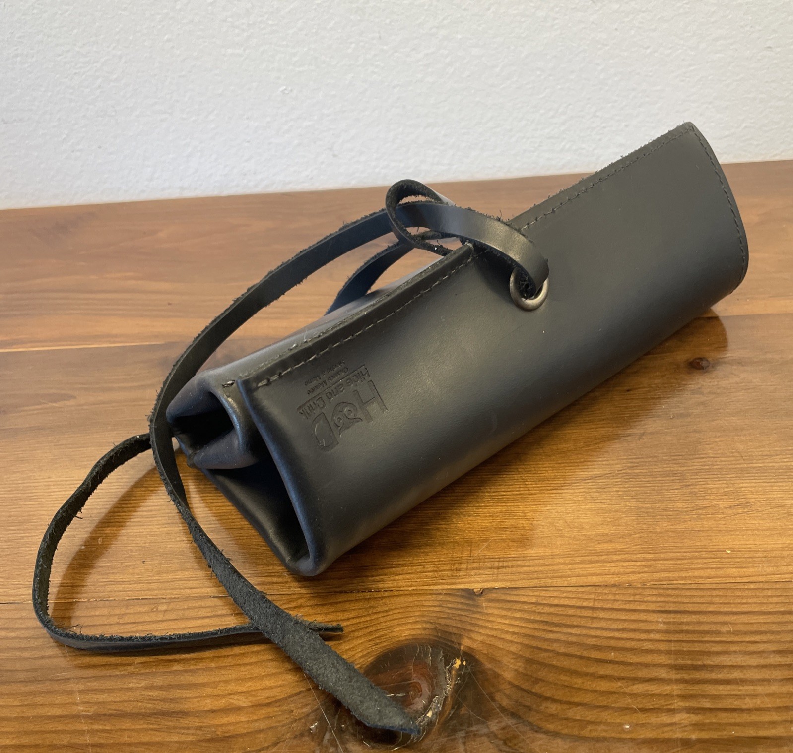 Hide Drink Thick Leather Small Tool Roll Up Bag Pencil Pouch Black 4 3” Pockets