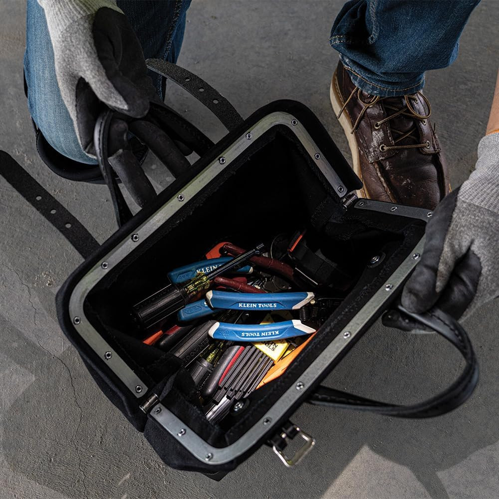 510212BLK Heavy Duty Black Canvas Tool Bag, Tool Tote, Multi-Purpose Bag with Wi